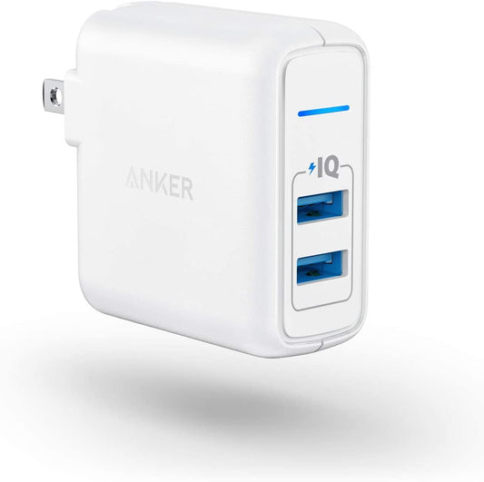 USB Charger, Anker Elite Dual Port 24W Wall Charger, Powerport 2 with Poweriq and Foldable Plug, for Iphone 11/Xs/Xs Max/Xr/X/8/7/6/Plus, Ipad Pro/Air 2/Mini 3/Mini 4, Samsung S4/S5, and More  Anker   
