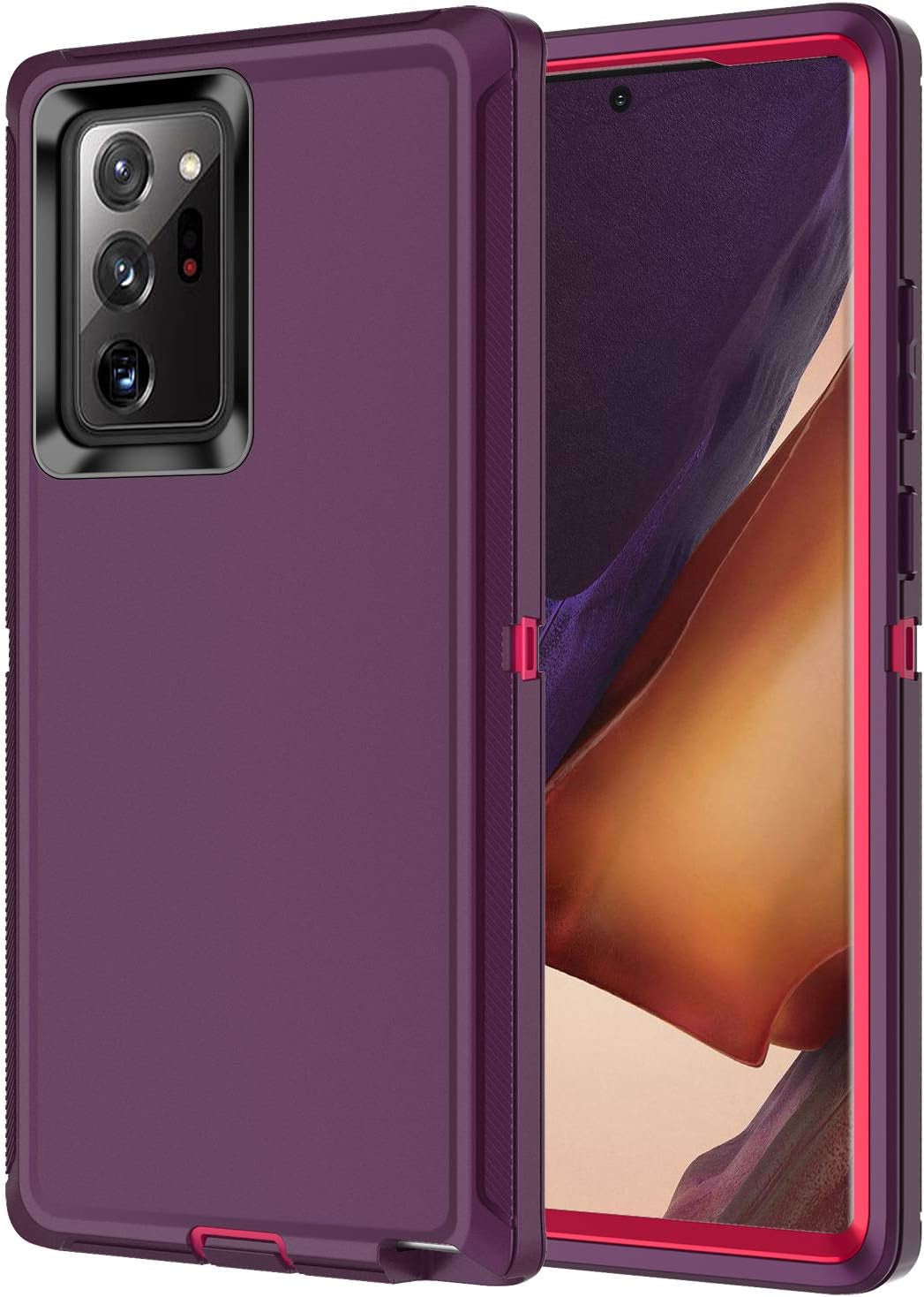 I-HONVA for Galaxy Note 20 Ultra Case Shockproof 3 in 1 Full Body Protection [Without Screen Protector] Rugged Heavy Duty Durable Cover Case for Samsung Galaxy Note 20 Ultra 5G 6.9 Inch,Grey/Green  I-HONVA Night Purple/Pink  