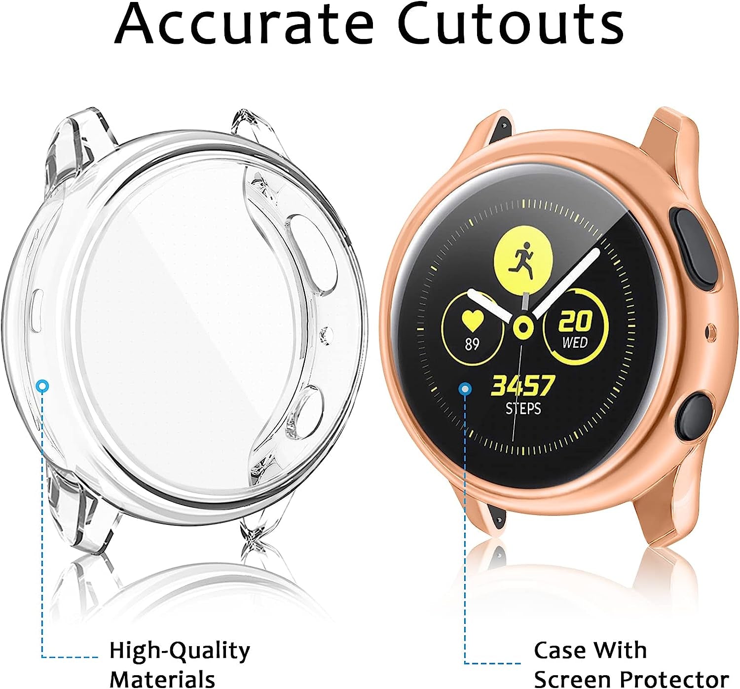 Mugust Screen Protector Cases with Band Compatible for Samsung Galaxy Watch Active 2 40Mm & 44Mm, TPU Protective Case Band Silicone Sport Wristband Strap for Men Women  Mugust   