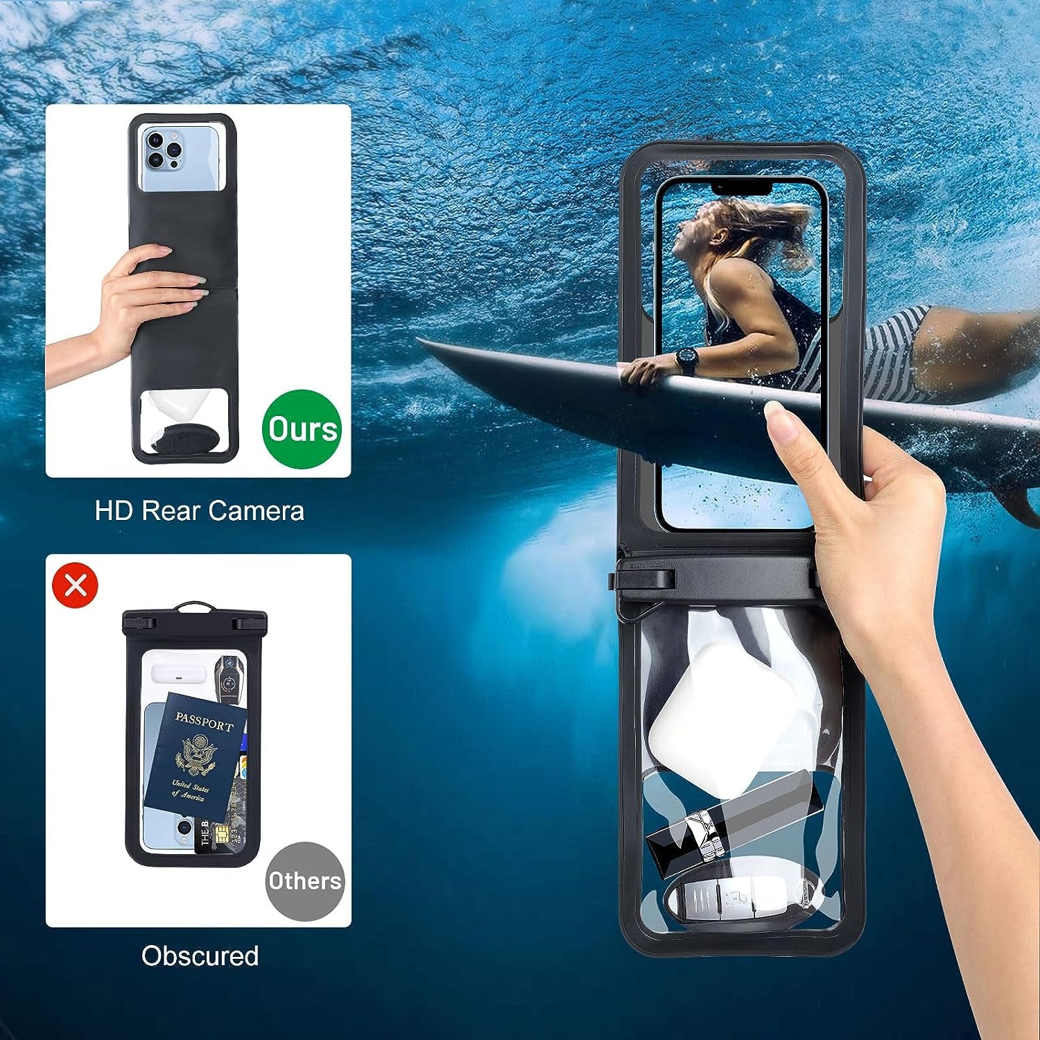 Niveaya Double Space Waterproof Phone Pouch - 2 Pack, Waterproof Phone Lanyard Case with Iphone 15/14/13/12/ Pro Max/Pro/8 Plus, Galaxy S22/S21/S20/S10/Note 20/10/9 up to 7", Dry Bag for Vacation.  Niveaya   