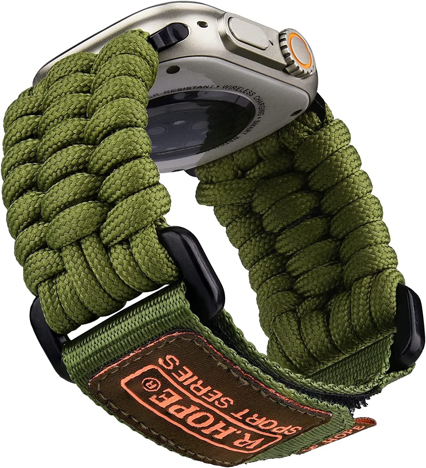 V.R.HOPE Watch Band Compatible with Apple Watch Ultra 49Mm 45Mm 44Mm 42Mm 41Mm 40Mm 38Mm for Men, Paracord Woven Braided Wristbands Sport Style for Iwatch Ultra Series 8 7 6 5 4 3 2 1 SE  V.R.HOPE Army Green 41mm/40mm/38mm 