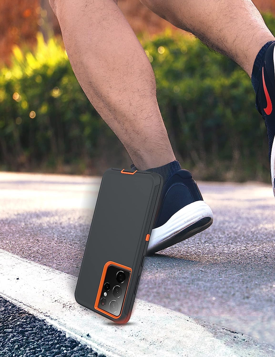 MXX Case Compatible with Galaxy S21 Ultra, 3-Layer Super Full Heavy Duty Body Bumper Cover/Shock Protection/Dust Proof, Designed for Samsung Galaxy S21 Ultra 5G (6.8 Inch) 2021 - (Orange/Gray)  MXx Accessories inc   