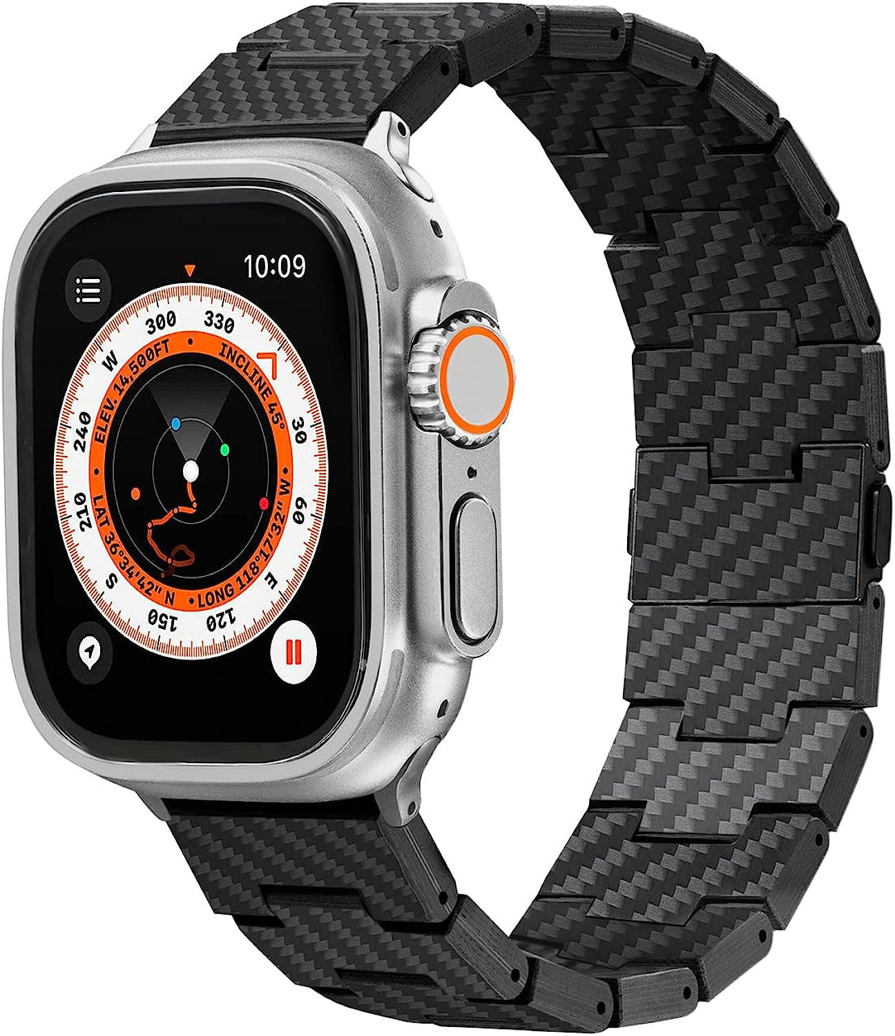 PITAKA Apple Watch Band Compatible with Apple Watch Ultra/8/7/6/Se/5/4/3/2/1, 100% Carbon Fiber Adjustable Apple Watch Ultra Band  PITAKA Retro Style - Black  