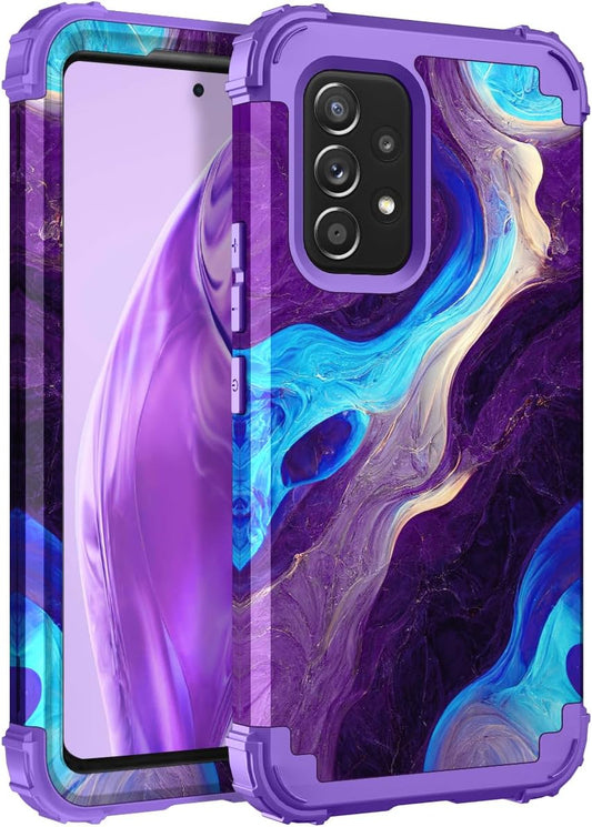 Hocase for Galaxy A53 5G Case, Heavy Duty Shockproof Protection Soft Silicone Rubber Bumper+Hard Plastic Hybrid Protective Case for Samsung Galaxy A53 5G (6.5" Display) 2022 - Blue Purple Marble  Hocase   