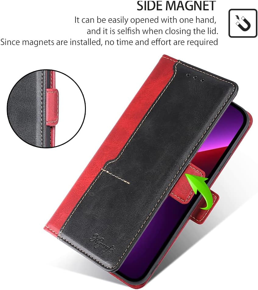 Fansipro Wallet Folio Case for LG G7 THINQ, Premium PU Leather Slim Fit Cover for G7 THINQ, 2 Card Slots, Friendly Fit, Red & Black  Fansipro   