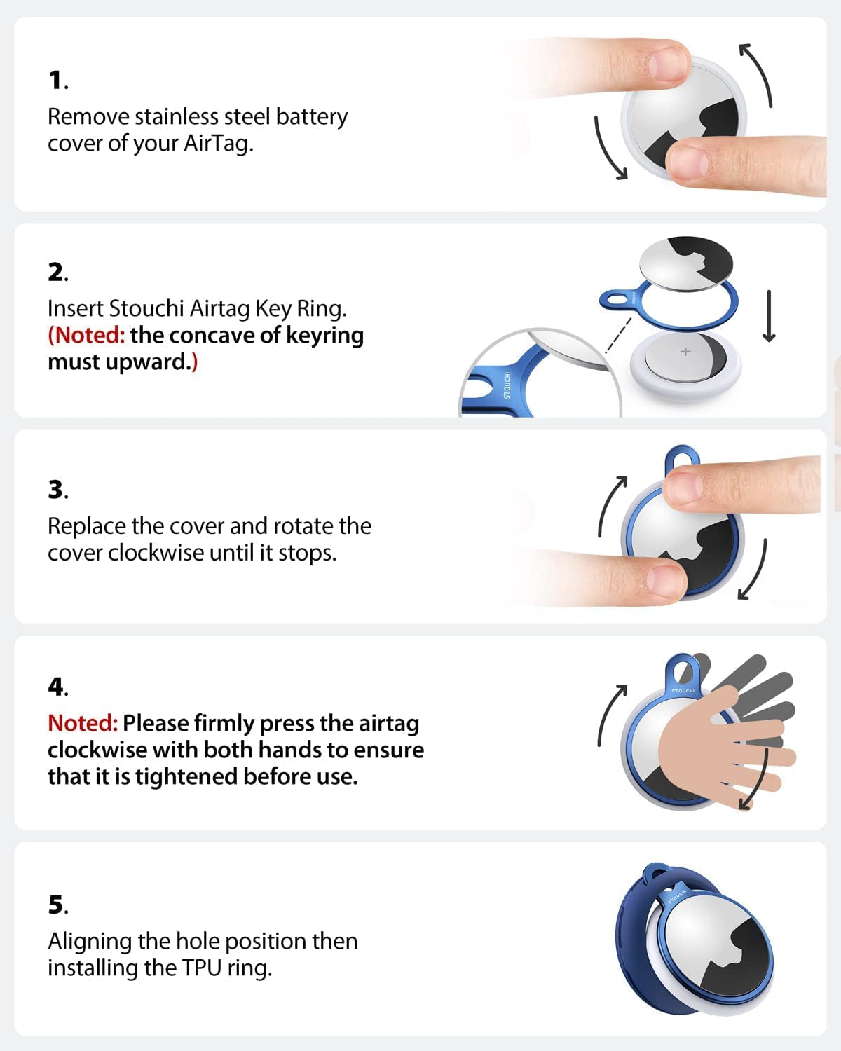 2 Packs Airtag Holder Key Ring with Soft TPU Case, Stouchi Stainless Steel Invisible Slim Keychain Compatible with Airtag 2021 Finder Items, Dog, Key, Backpacks Air Tag Accessories Blue Red  COSCOD   