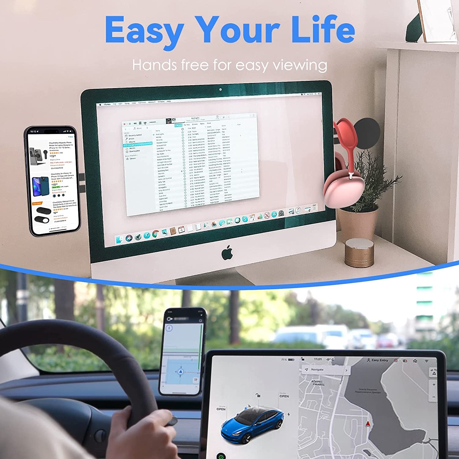Cloudvalley Magnetic Laptop Phone Holder, Adjustable Continuity Camera Mount Compatible with Magsafe & for Ios 16 / Macos 13 Ventura, Slim Portable Computer Expansion Bracket for Smartphone, Black  CloudValley   