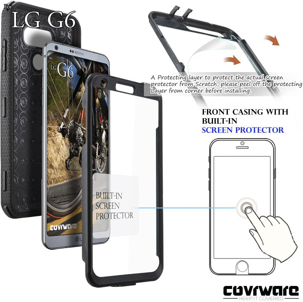 COVRWARE Aegis Series Case for LG G6 with Built-In Screen Protector Heavy Duty Full-Body Rugged Holster Armor Case Belt Swivel Clip Kickstand, Black  COVRWARE   