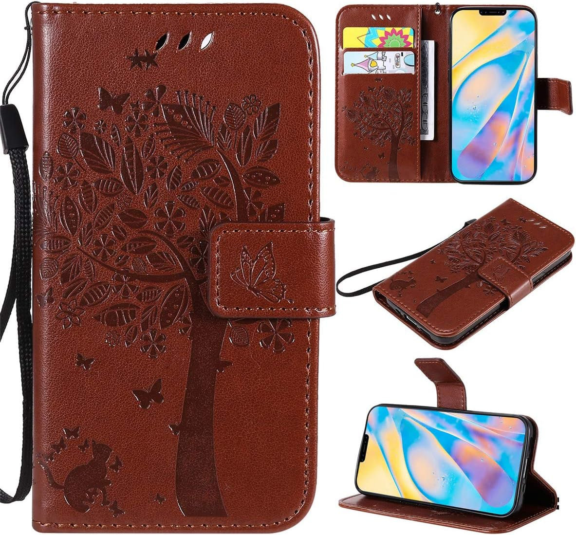 XYX Wallet Case for LG V30, Embossed Cat Butterfly Flowers PU Leather Flip Protective Phone Case Cover with Card Slots for LG V30/LG V35 Thinq, Pink  XYX Coffee Lg V50/Lg V50 Thinq 