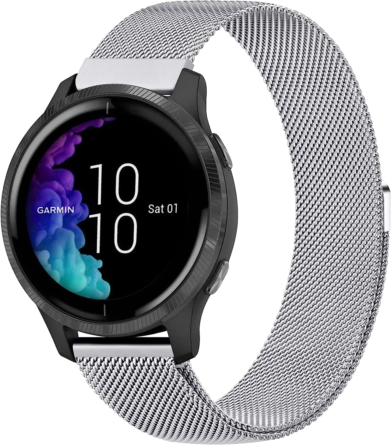 Wanme Bands for Garmin Venu / Vivoactive 3 Watch Band, 20Mm Metal Wristband Strap for Garmin Venu Sq, Vivoactive 3 Music, Forerunner 645 / 245 Music, Samsung Galaxy Watch 4 Band  Wanme Silver  