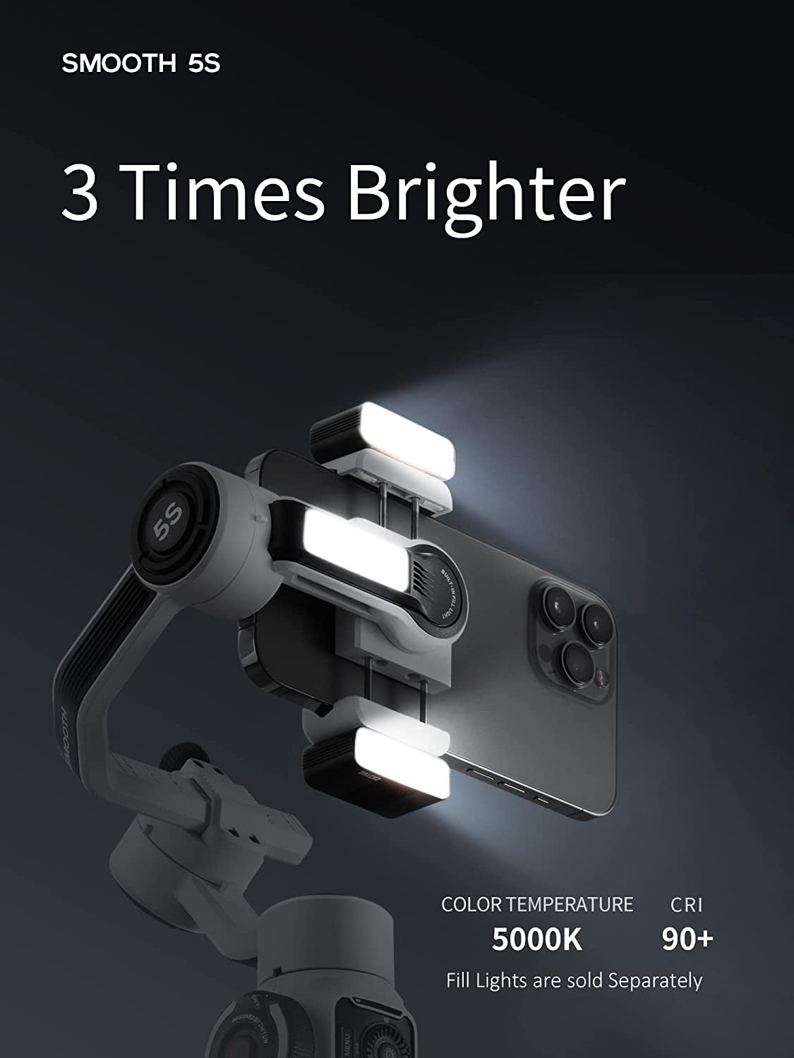 Zhiyun Smooth 5S Gimbal Stabilizer, Upgraded Smooth 5 Phone 3-Axis Handheld Smartphone Gimbal for Iphone Android with Bulit in Fill Light, Grip Tripod (White)  ZHIYUN   