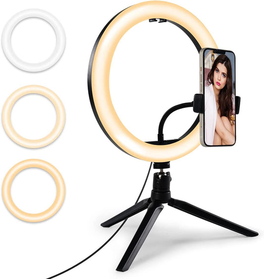 10" Selfie Ring Light LED Dimmable Circle Lights with Tripod & Phone Stand for Photography Youtube Video Recording Vlogs  Maraawa   