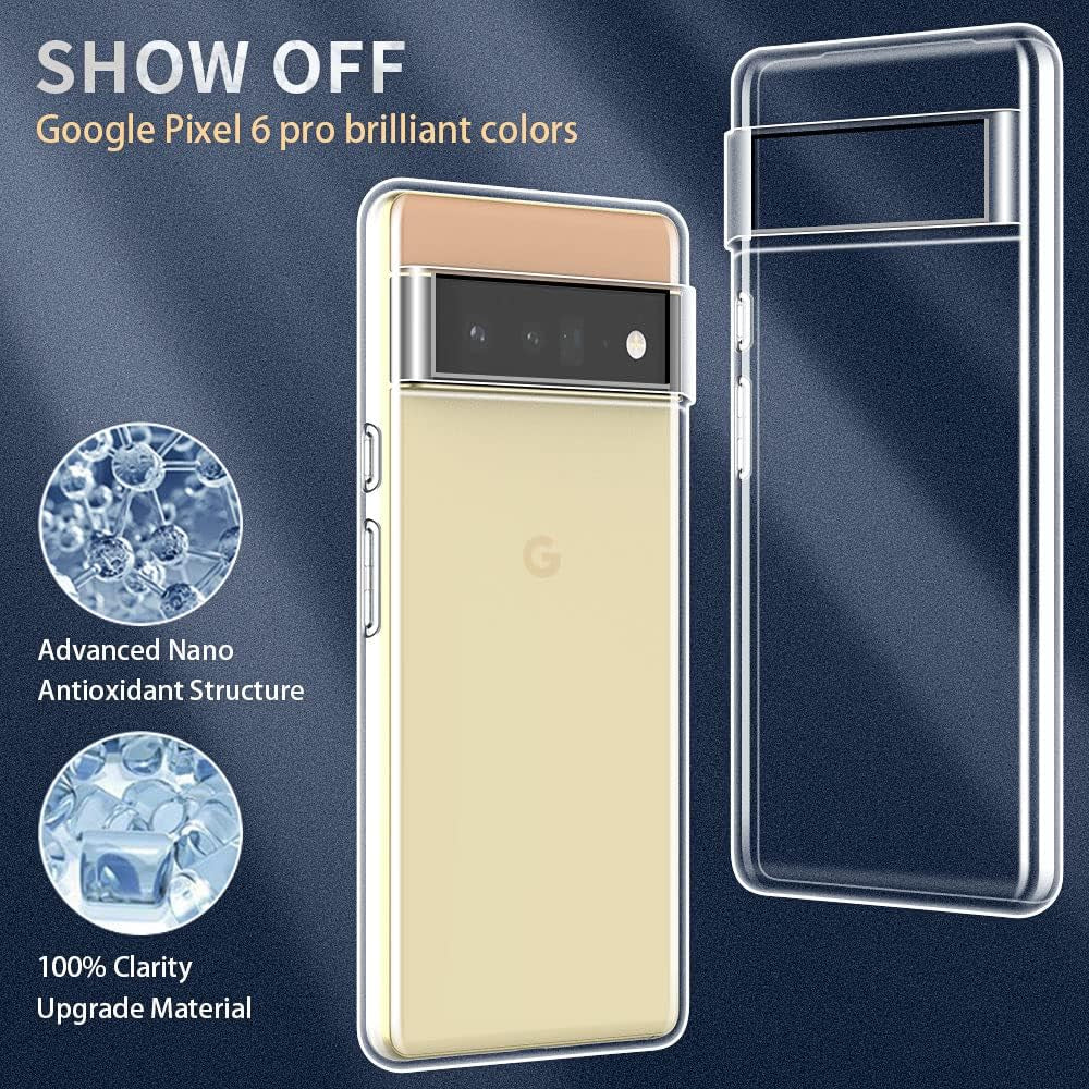 Bokoo Crystal Clear Google Pixel 6 Pro Case.Soft Slim Fit Transparent Plastic TPU Protective Silicone Cover Phone Cases for Google Pixel 6 Pro [Slim Thin & Comfort Grip] [Shockproof]  bokoo   