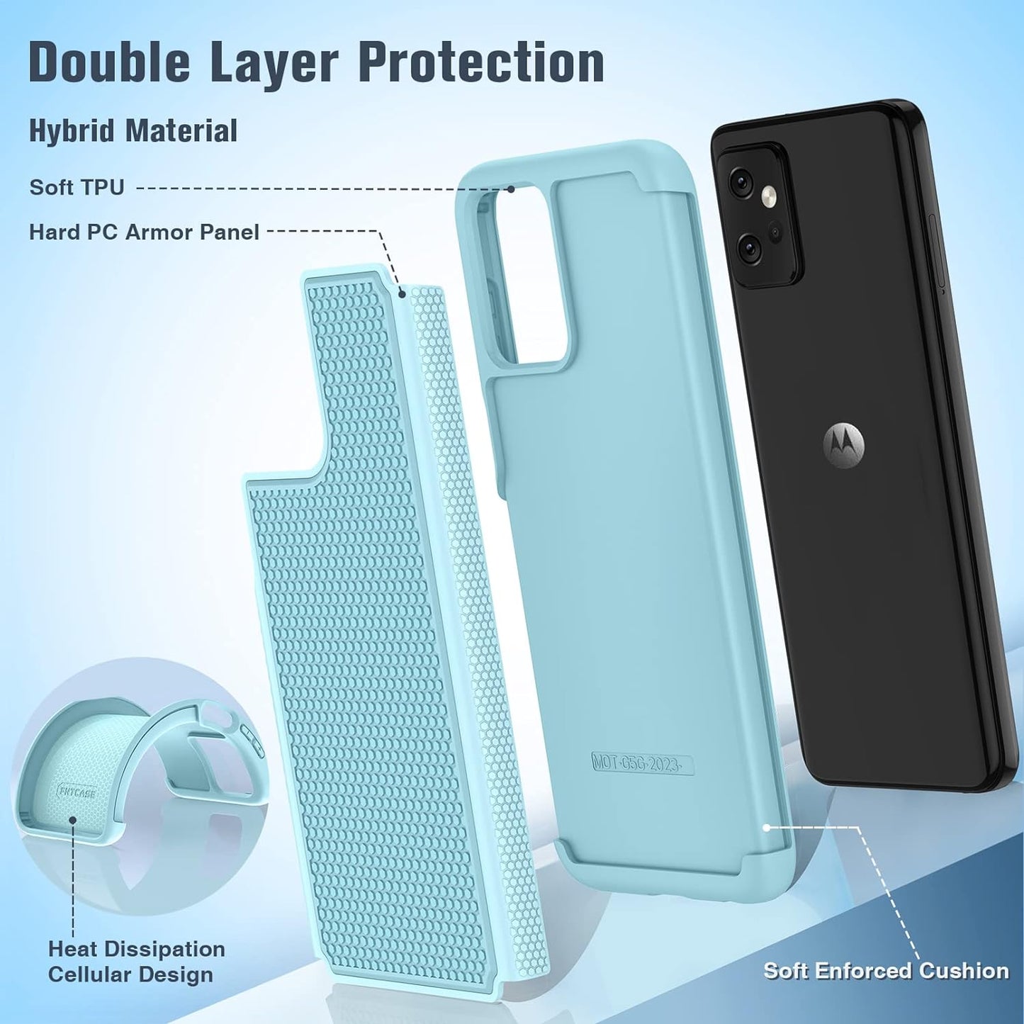 FNTCASE for Motorola Moto G-Power-5G 2023 Case: Moto G 5G 2023 Case Dual Layer Shockproof Protective Textured Design Cell Phone Cover Heavy Duty Rugged Tough Back Hardshell Hybrid Slim Basic Case  FNTCASE   