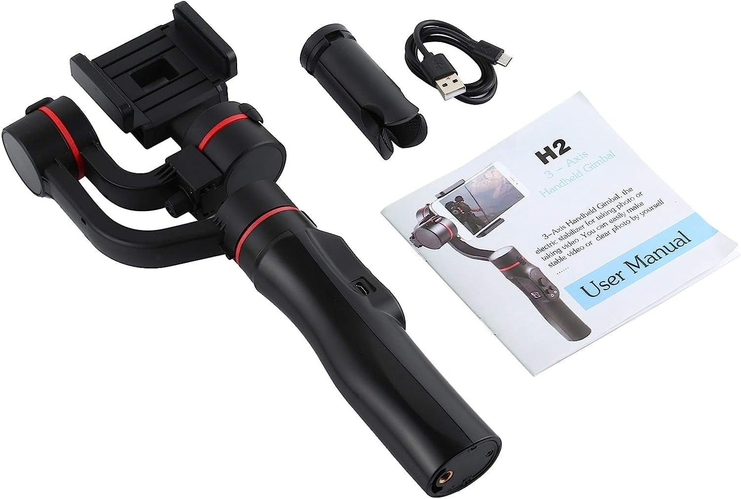 HUIFANGBU H2 Mobile Phone Stabilizer Three-Axis Anti-Shake Handheld Camera Gimbal Smart Camera Gimbal (Color : Red)  HUIFANGBU   