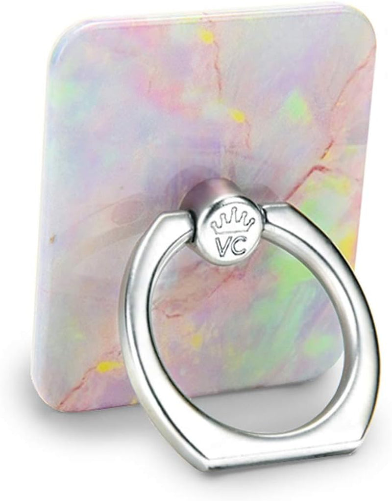 Velvet Caviar Cell Phone Ring Holder - Finger Ring & Stand - Improves Phone Grip Compatible with Iphone, Galaxy and Most Cases (Except Silicone/Leather) - Moonstone Holographic Pink Blue Marble  Velvet Caviar Cotton Candy  