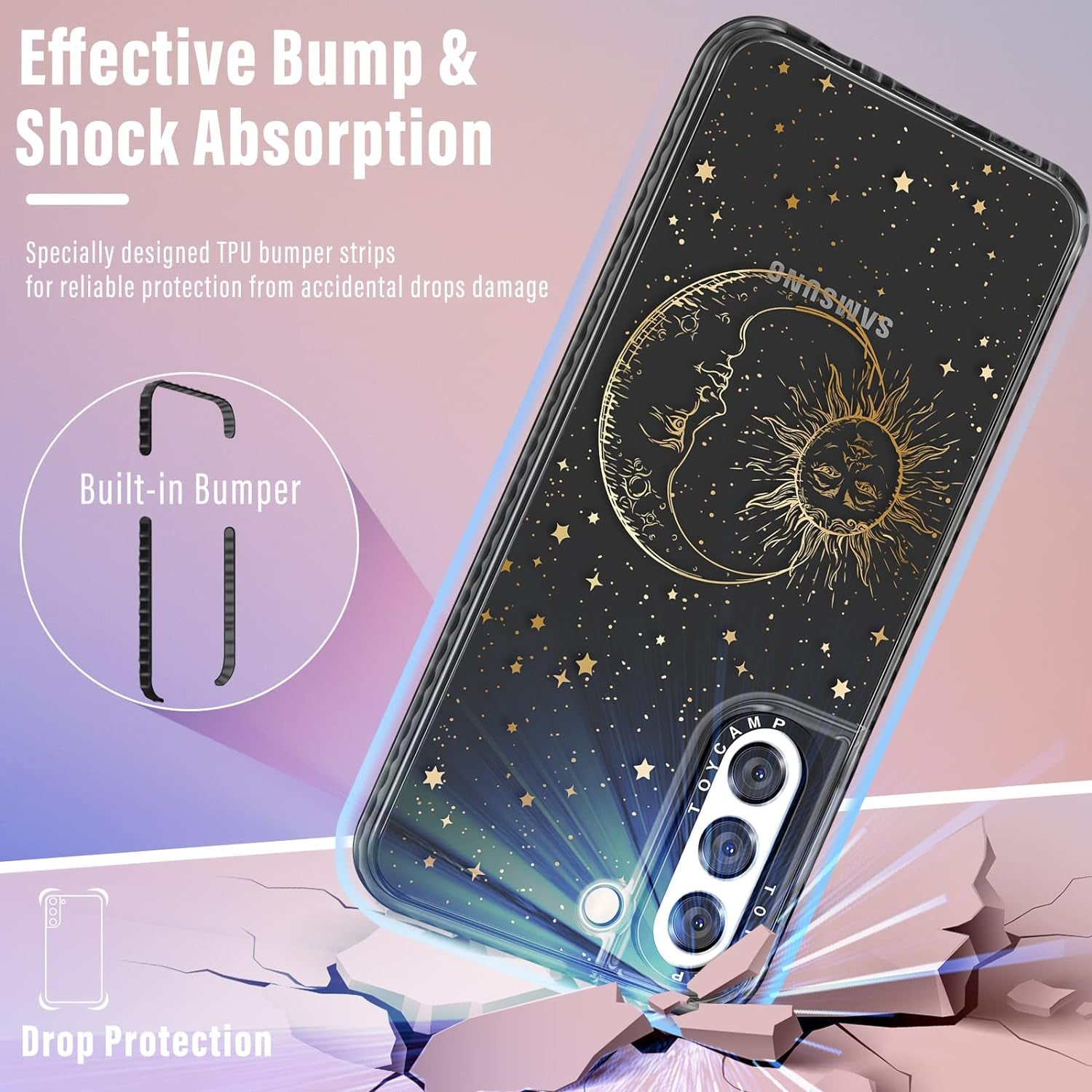 Toycamp for Samsung Galaxy S21 plus Case, Cute Funny Sun Moon Star Design for Women Girls Boys Teens for Galaxy S21 plus Cases, Cute Cartoon Sun Moon Star Print Cover for S21 plus Case 5G, 6.7''  Toycamp   