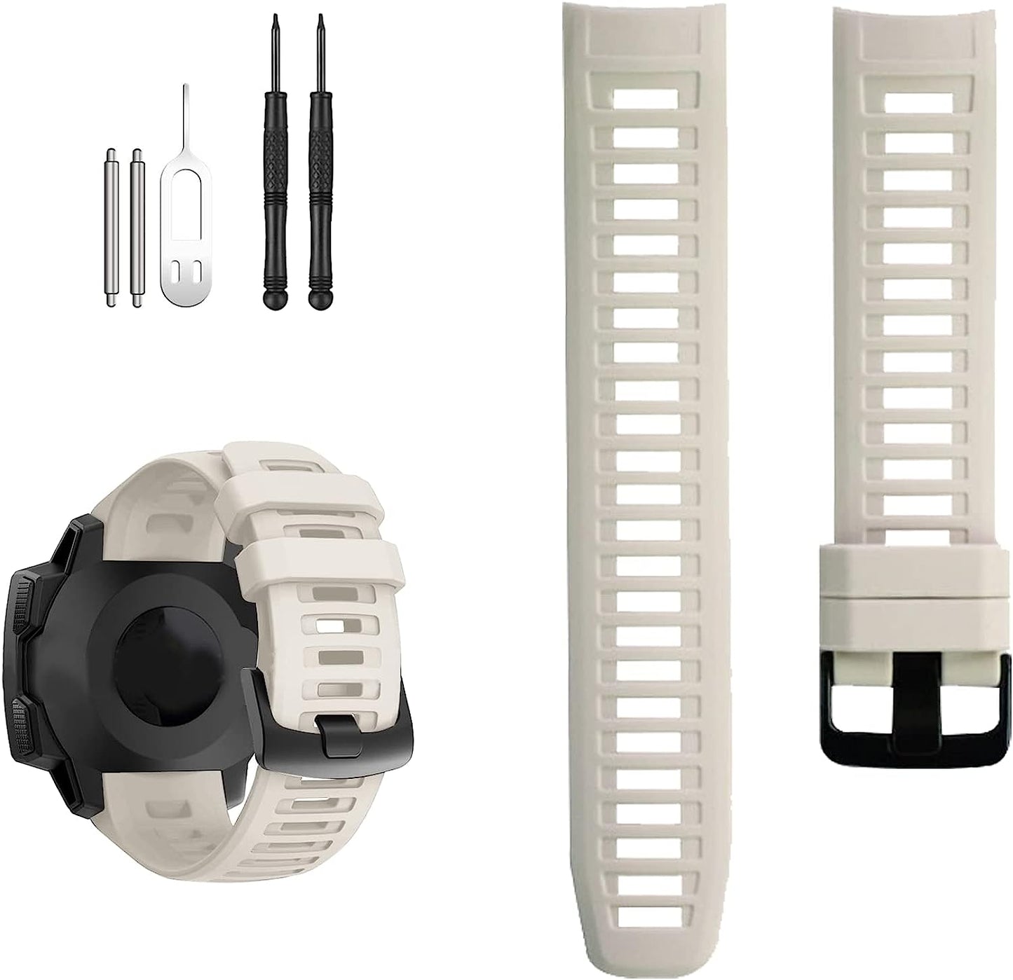 GERSIK Compatible with Garmin Instinct Bands, Soft Silicone Strap Sport Wristband Replacement for Garmin Instinct 2/Instinct Esports/Solar/Tide/Tactical GPS Smartwatch  GERSIK White  