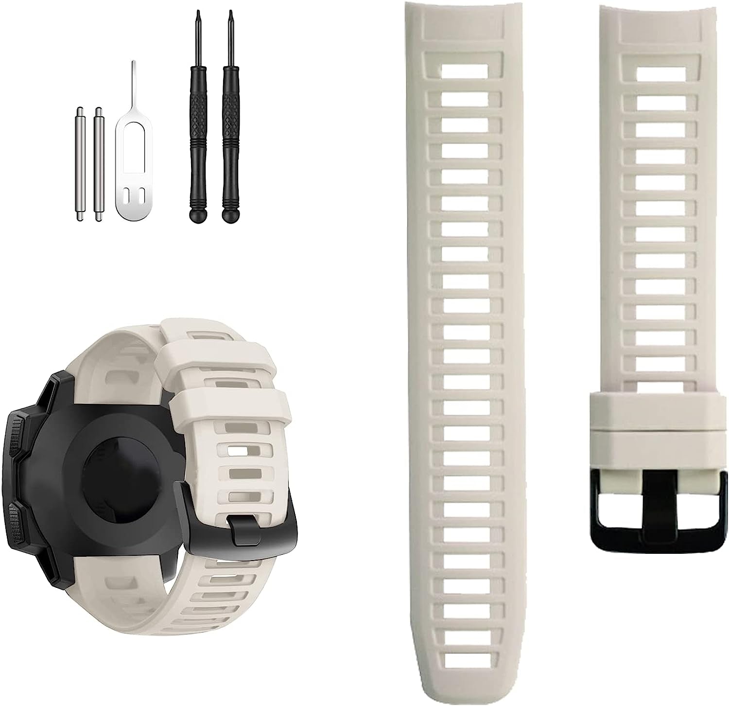 GERSIK Compatible with Garmin Instinct Bands, Soft Silicone Strap Sport Wristband Replacement for Garmin Instinct 2/Instinct Esports/Solar/Tide/Tactical GPS Smartwatch  GERSIK White  