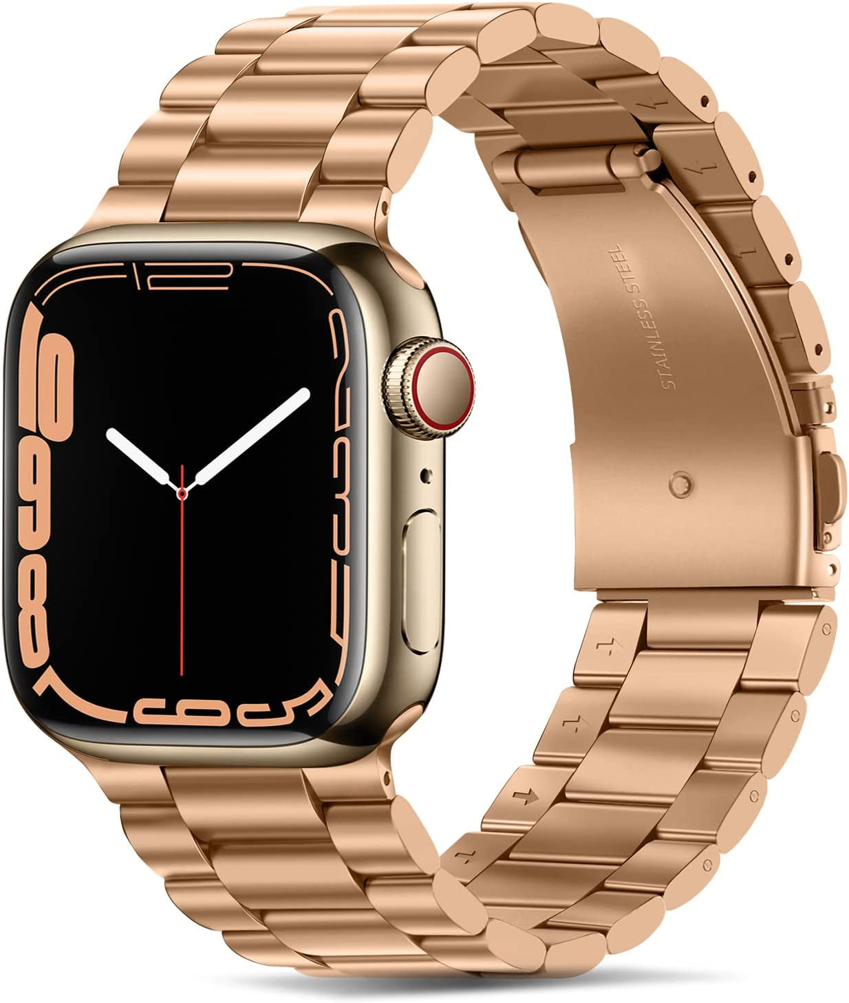 Tasikar Band Compatible with Apple Watch Band 49Mm Ultra Premium Stainless Steel Metal Replacement Strap with Case Compatible with Apple Watch Ultra 49Mm (Starlight)  Tasikar Rose Gold 38mm/40mm/41mm 