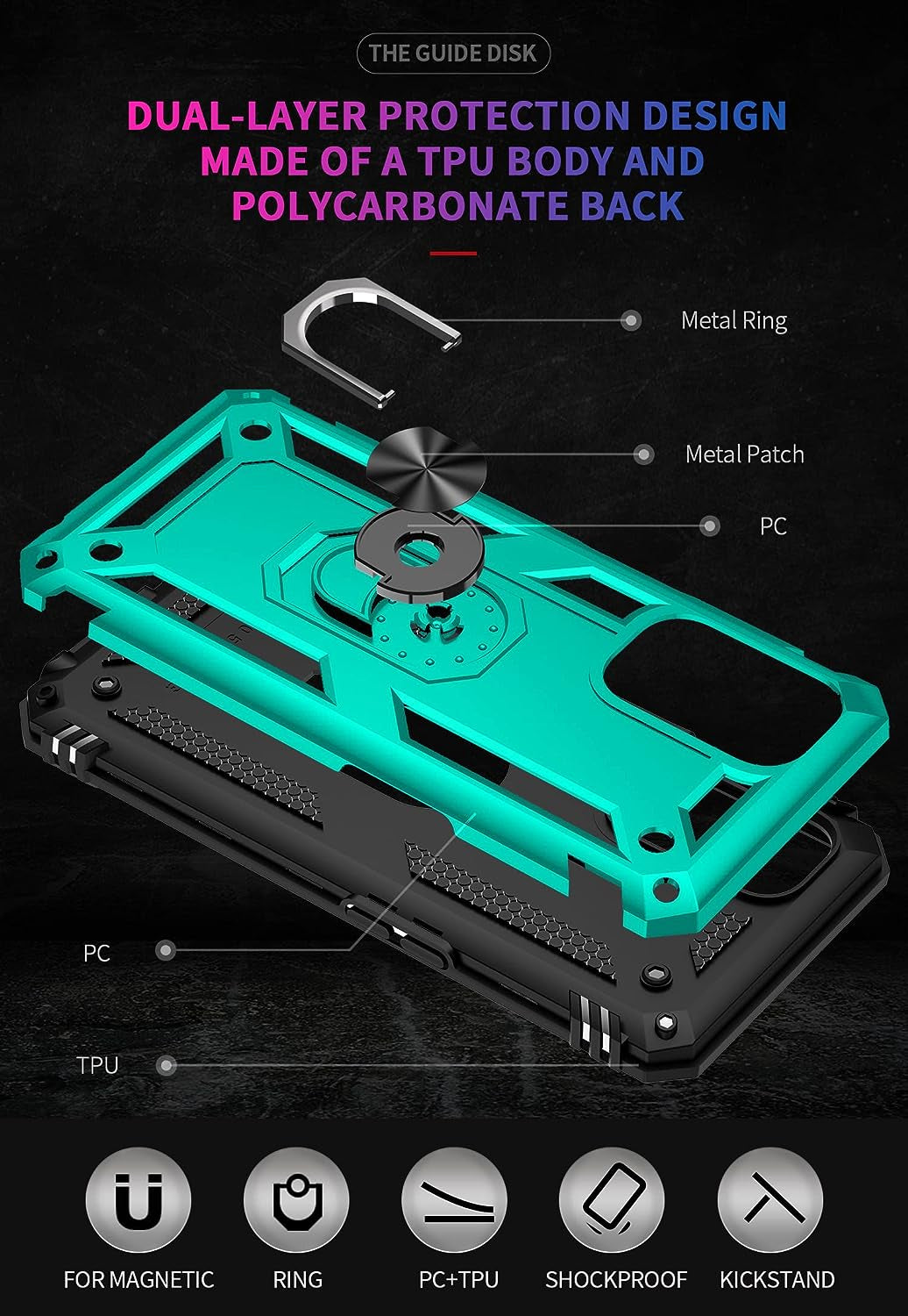 SKTGSLAMY for Oneplus Nord N200 5G Case,With Screen Protector,[Military Grade] 16Ft. Drop Tested Cover with Magnetic Kickstand Car Mount Protective Case for Oneplus Nord N200 5G, Mint  SKTGSLAMY   