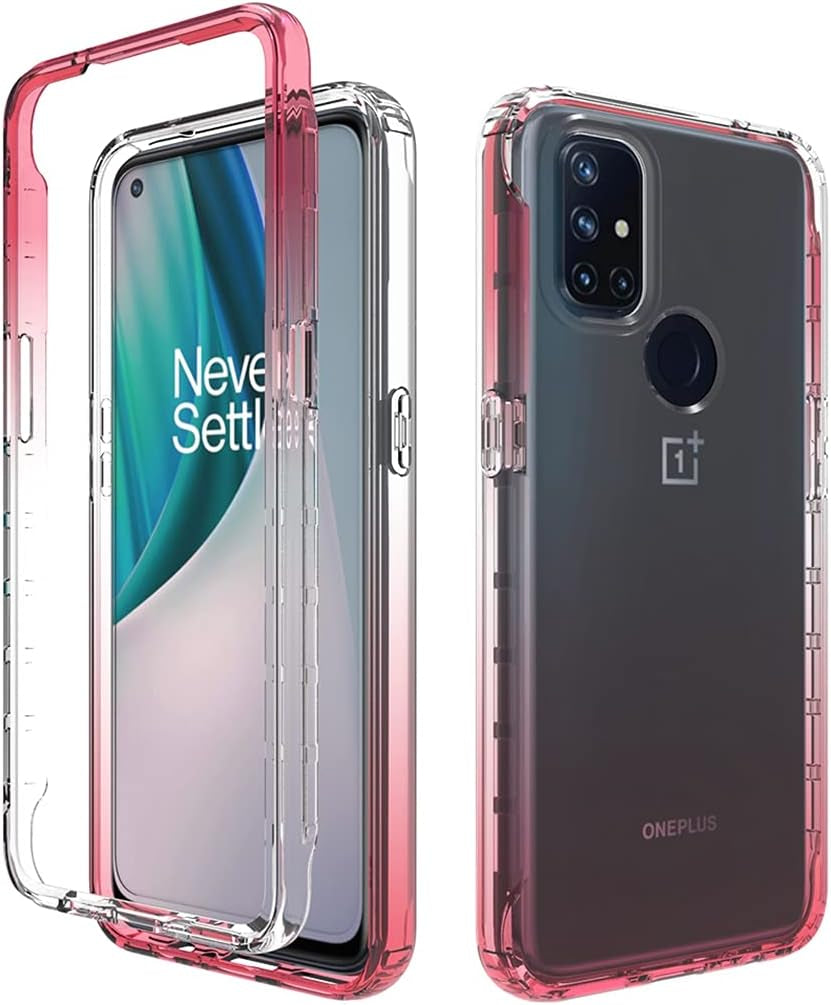 Vavies Compatible with Oneplus Nord N10 5G Case, Oneplus Nord N10 5G Phone Case for Girls Women, Full Body Shockproof Clear Soft Flexible TPU Protective Cover Cases for Oneplus Nord N10 5G (Blue)  Vavies Clear Red  