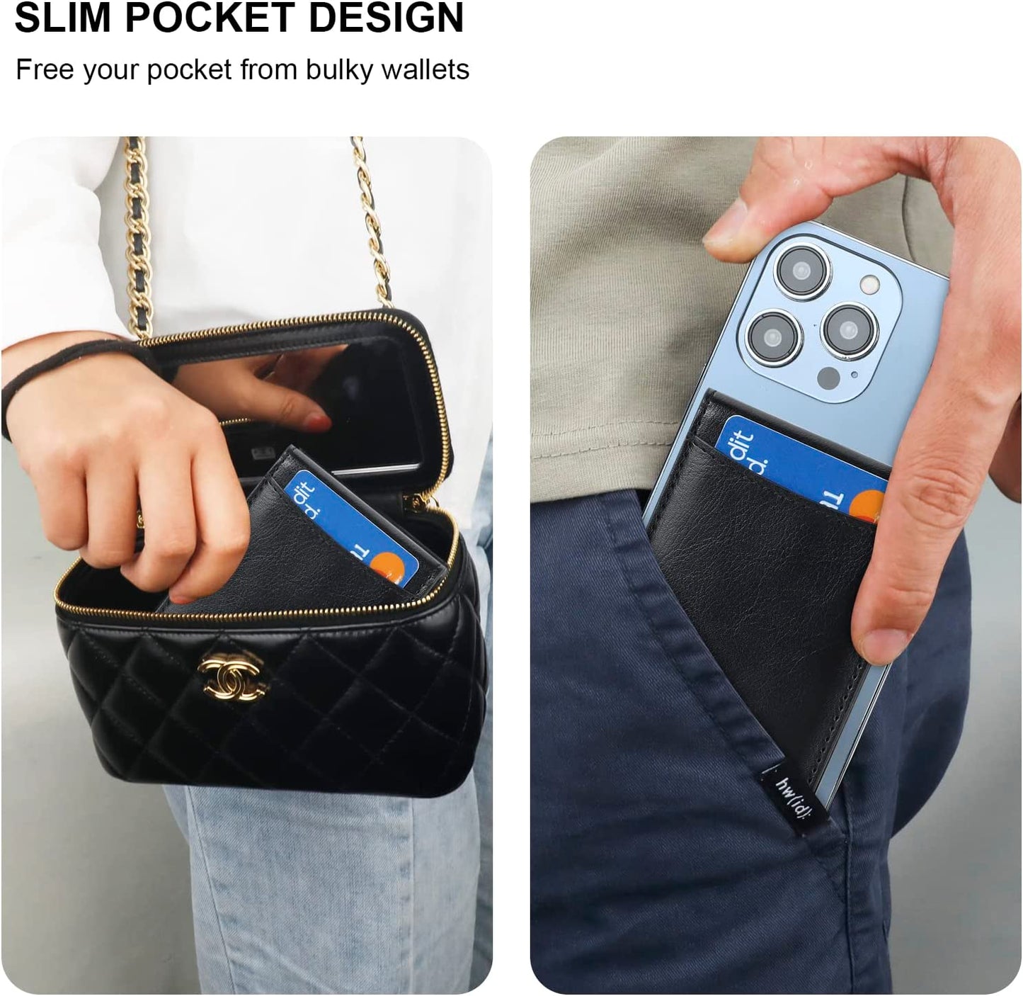 KIHUWEY for Magsafe Wallet Card Holder with Magnetic, Mag Safe Leather Detachable Kickstand RFID Wallet for Iphone 14 Pro Max/14 Pro/14/14 Plus/13 Pro Max/13 Pro/13/12 Pro Max/12 Pro/12 (Black)  KIHUWEY   