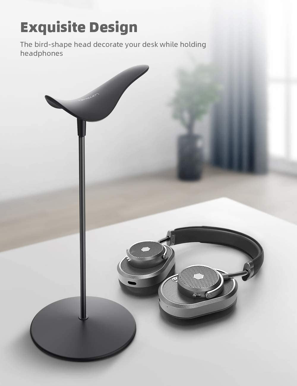 Lamicall Headphone Stand, Desktop Headset Holder - Desk Earphone Stand, for All Headsets Such as Airpods Max, Hyperx Gaming Headphones, Beats/Sennheiser Music Headphones - Black  Lamicall   