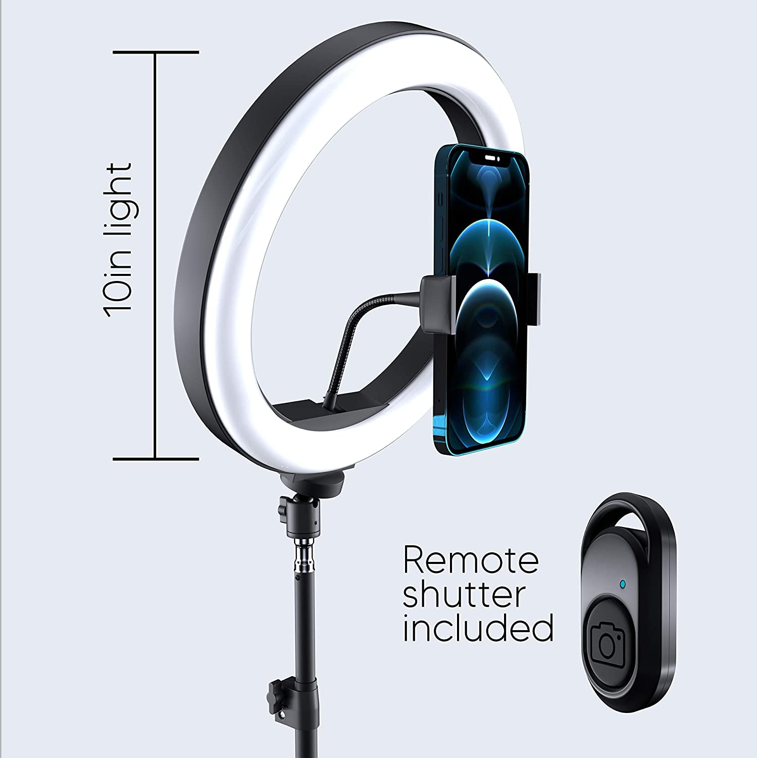 TALK WORKS 10" Selfie Ring Light Compatible W/Iphone 13/13 Pro/13 Pro Max/14/14 Plus/14 Pro/14 Pro Max - Halo LED Circle Phone Holder Tripod Stand for Tiktok, Live Stream, Video Recording (Black)  TalkWorks   