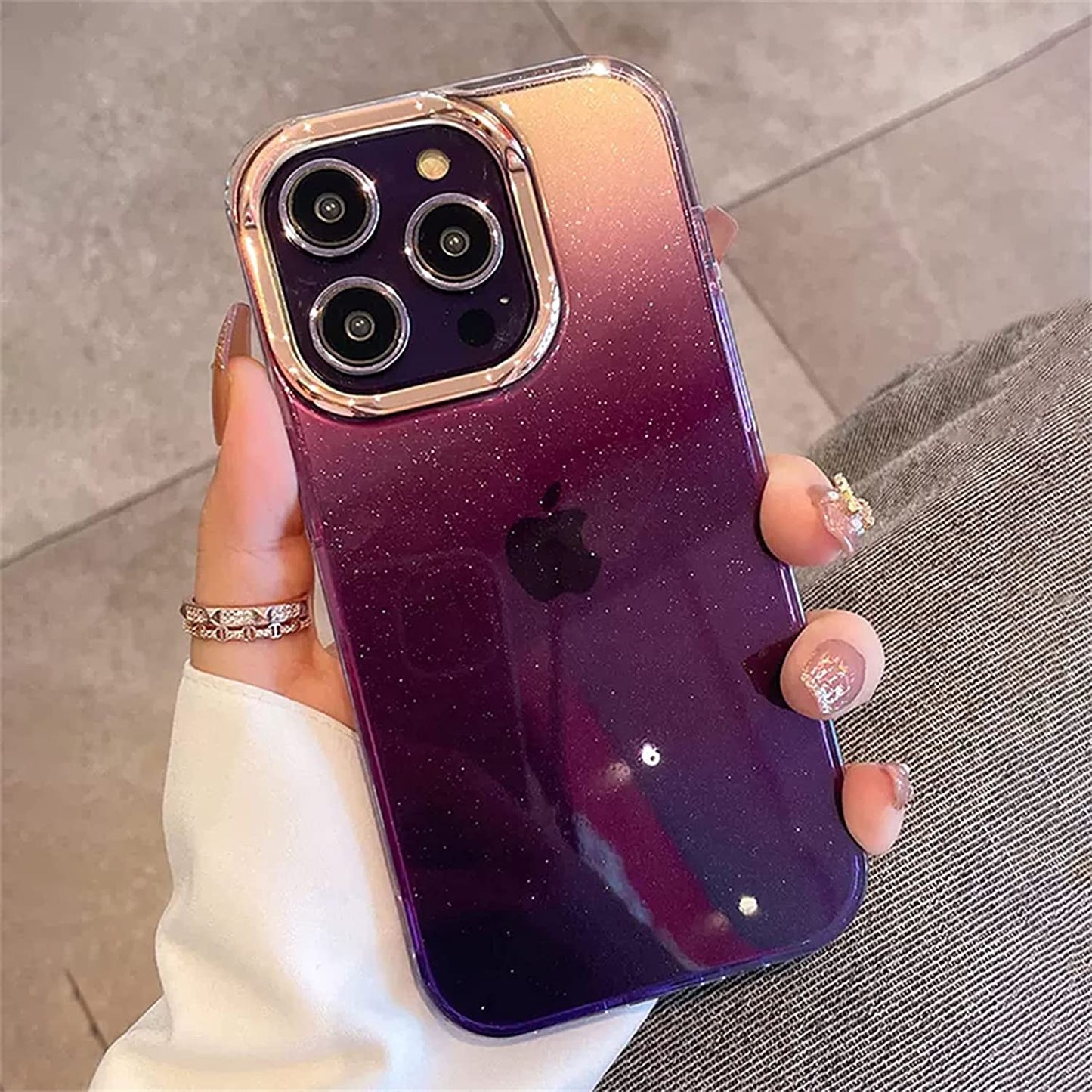 Uioeua Compatible with Iphone 14 Pro Max Case for Women Girls,Luxury Shiny Fashion Gradient Glitter Bling Cute Clear Acrylic Plate Shockproof Case for Iphone 14 Pro Max(Gradient Purple)  Uioeua   