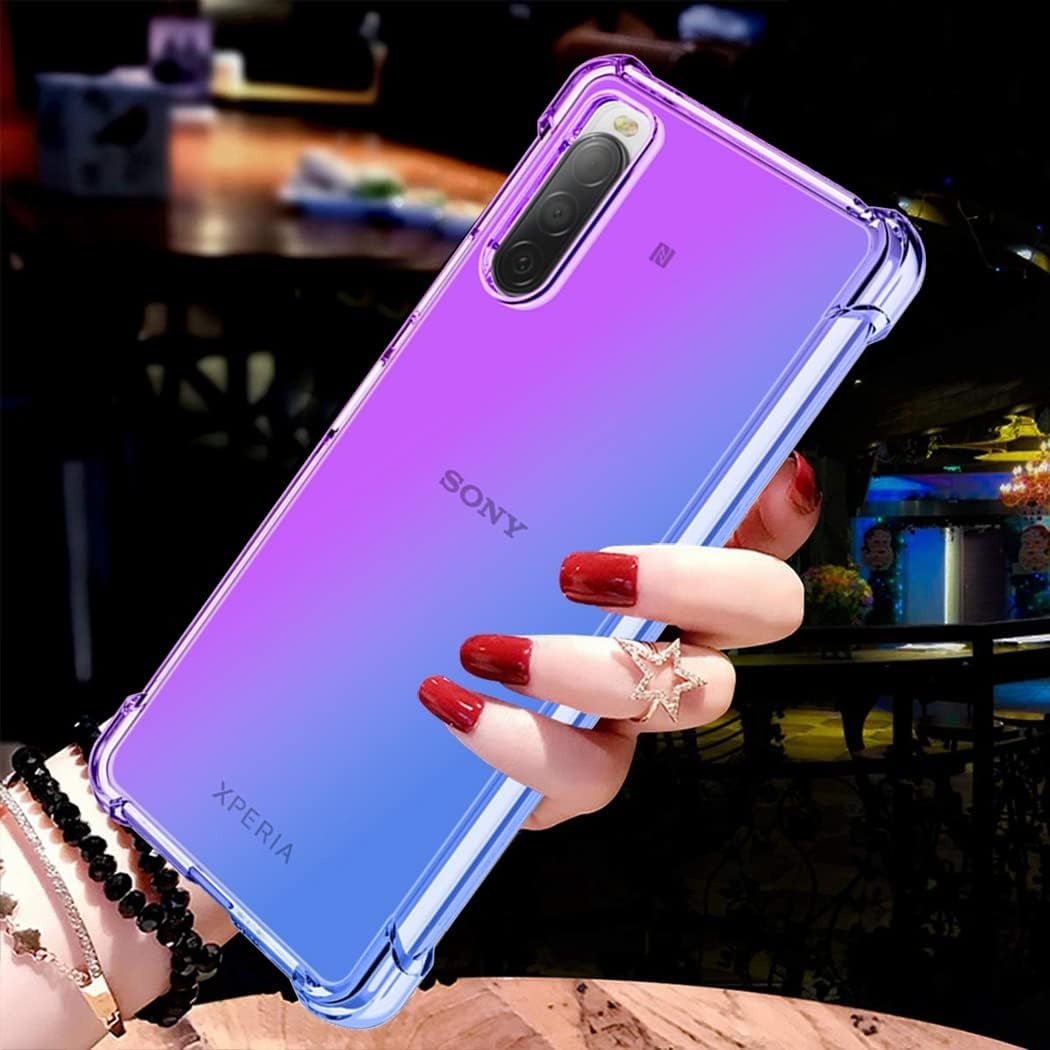 Ueokeird for Xperia 10 IV 5G Case, Sony 10 IV Case, Clear Cute Gradient Phone Case Slim anti Scratch Flexible TPU Cover Shockproof Protective Case for Sony Xperia 10 IV (Purple/Blue)  Ueokeird   