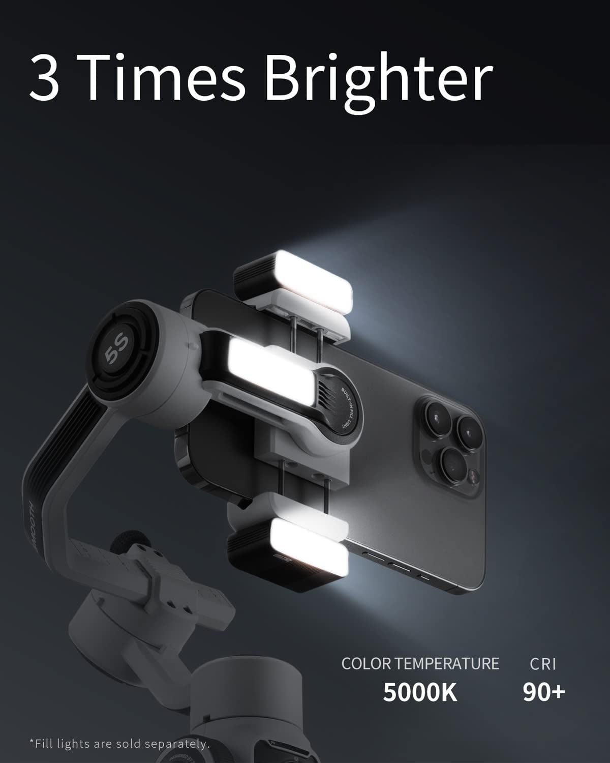 ZHIYUN Smooth 5S - 3-Axis Gimbal with Smart Follow, Gimbal Stabilizer for Iphone 14/13/12/11 Pro Max X and Android Phone, for Youtube Facebook Live Stream - Gray  ZHIYUN   