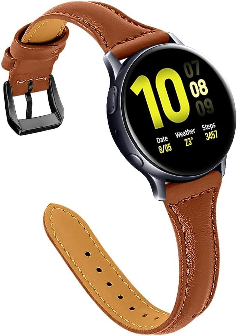 JOYOZY Leather Band Compatible with Samsung Galaxy Watch 5/4 40Mm 44Mm,Active(40Mm)/2(40Mm)(44Mm),Stylish Slim Wristband Strap for Galaxy Watch 42Mm/Samsung Galaxy Watch 4 Classic/Watch 5 Pro 45Mm  Joyozy Brown/Black  