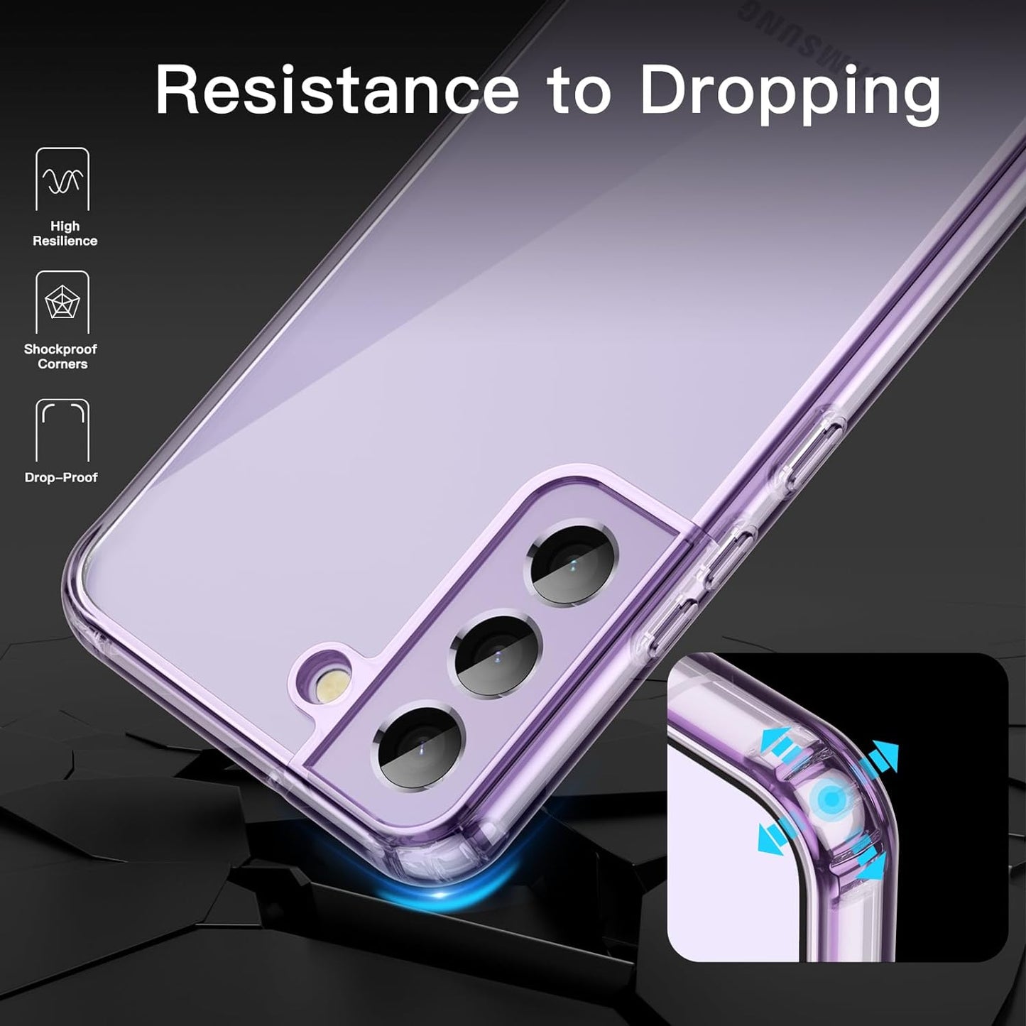 Jetech Case for Samsung Galaxy S22 5G 6.1-Inch, Non-Yellowing Shockproof Bumper Protective Phone Cover, Anti-Scratch Hard PC Back (Purple)  JETech   