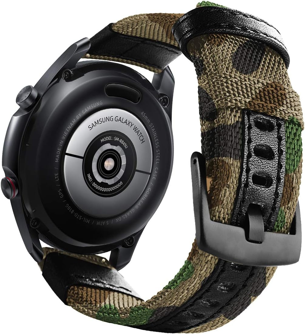 Maxjoy Galaxy Watch 46Mm/ Galaxy Watch 3 45Mm Bands, Gear S3 Frontier Classic Nylon Band, 22 Mm Quick Release Replacement Strap Large Sport Wristband Compatible Samsung Gear S3 Smart Watch, Black  Maxjoy Camo  