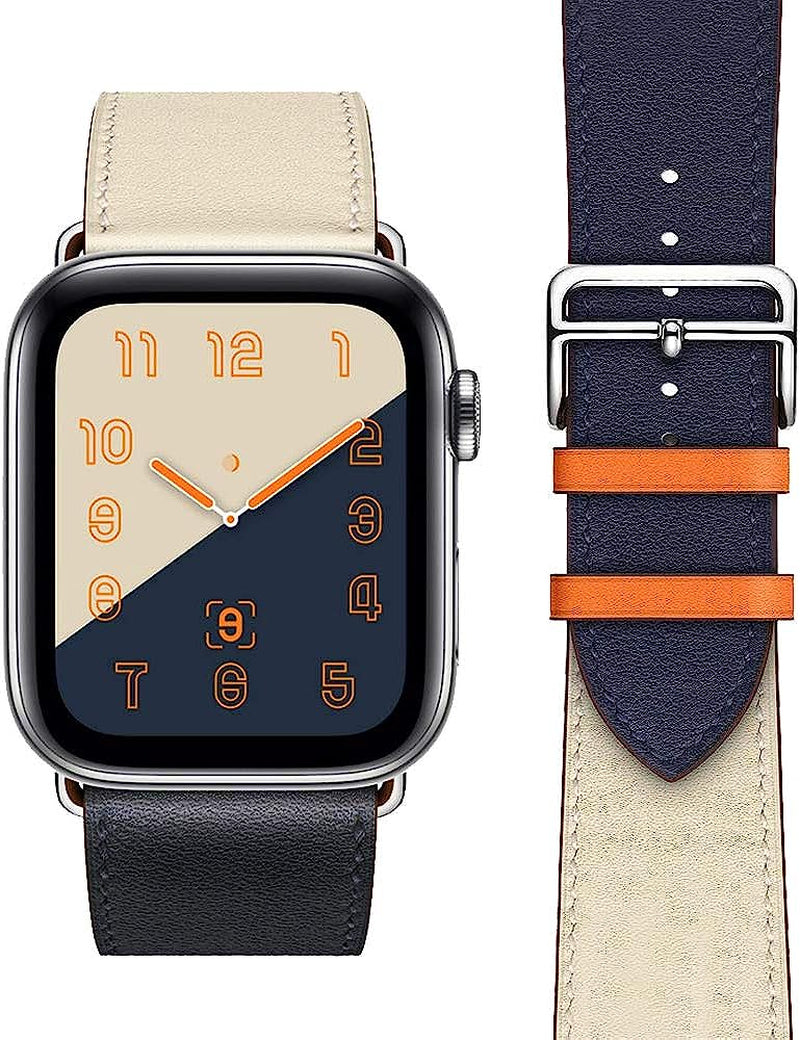 Ibazal Compatible with Apple Watch Band 42Mm 44Mm,Genuine Leather Bands Replacement Strap for Iwatch Series 7 6 SE 5 45Mm 4 3 2 1 38Mm 40Mm Sports&Edition Men  iBazal   