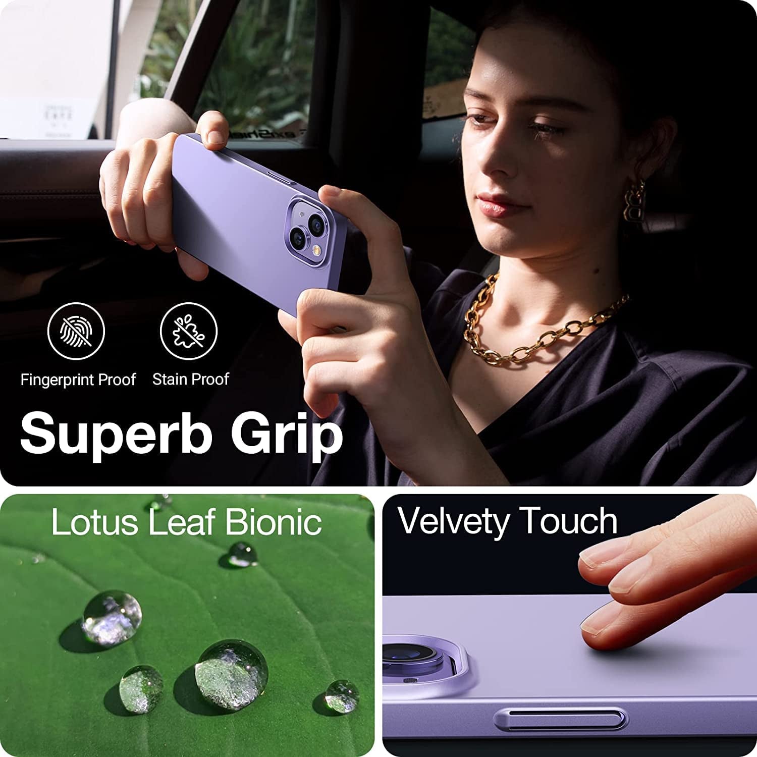 TORRAS Slim Fit for Iphone 14 Case/Iphone 13 Case Ultra-Thin Sturdy Protective Cover with Non-Slip Grip & No Fingerprint Hard Plastic Phone Case for Iphone 14/13 (6.1"), Clove Purple  TORRS   