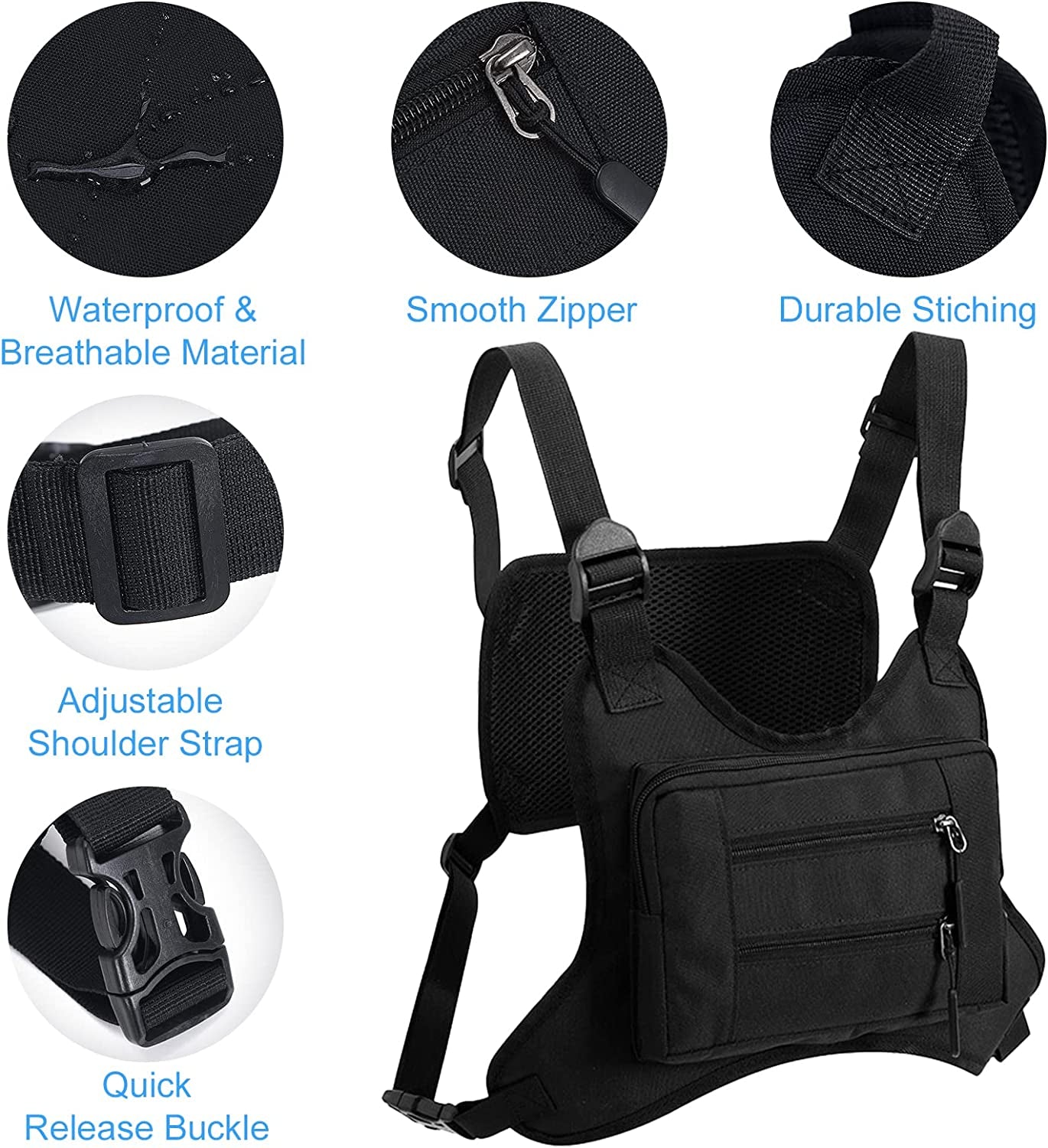 Jueachy Chest Bag for Men Women Running Bag Chest Phone Holder Chest Fanny Pack Tactical Chest Pouch for Workouts Cycling Exercise Hiking with Pockets Extra Storage  Jueachy   