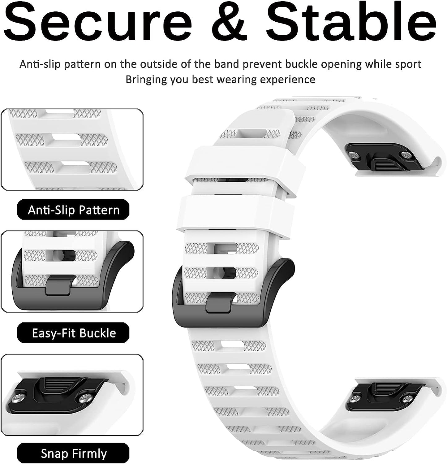 Miimall Compatible for Garmin Fenix 7X Silicone Band, Soft Sport Watch Wristband Women Man Flexible Replacement Band Strap for Garmin Fenix 26Mm 7X/7X Solar/7X Sapphire Solar/6X/5X(Black)  Miimall   