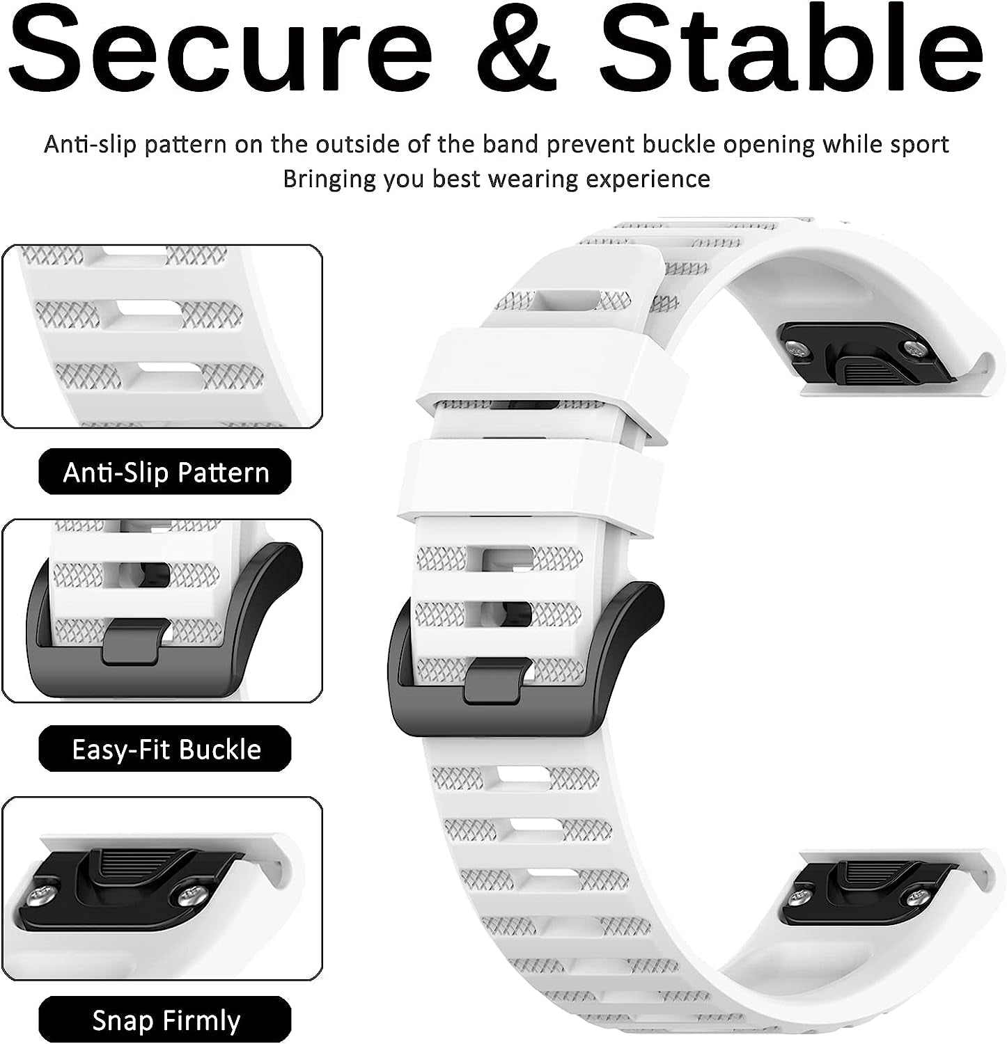 Miimall Compatible for Garmin Fenix 7X Silicone Band, Soft Sport Watch Wristband Women Man Flexible Replacement Band Strap for Garmin Fenix 26Mm 7X/7X Solar/7X Sapphire Solar/6X/5X(Black)  Miimall   