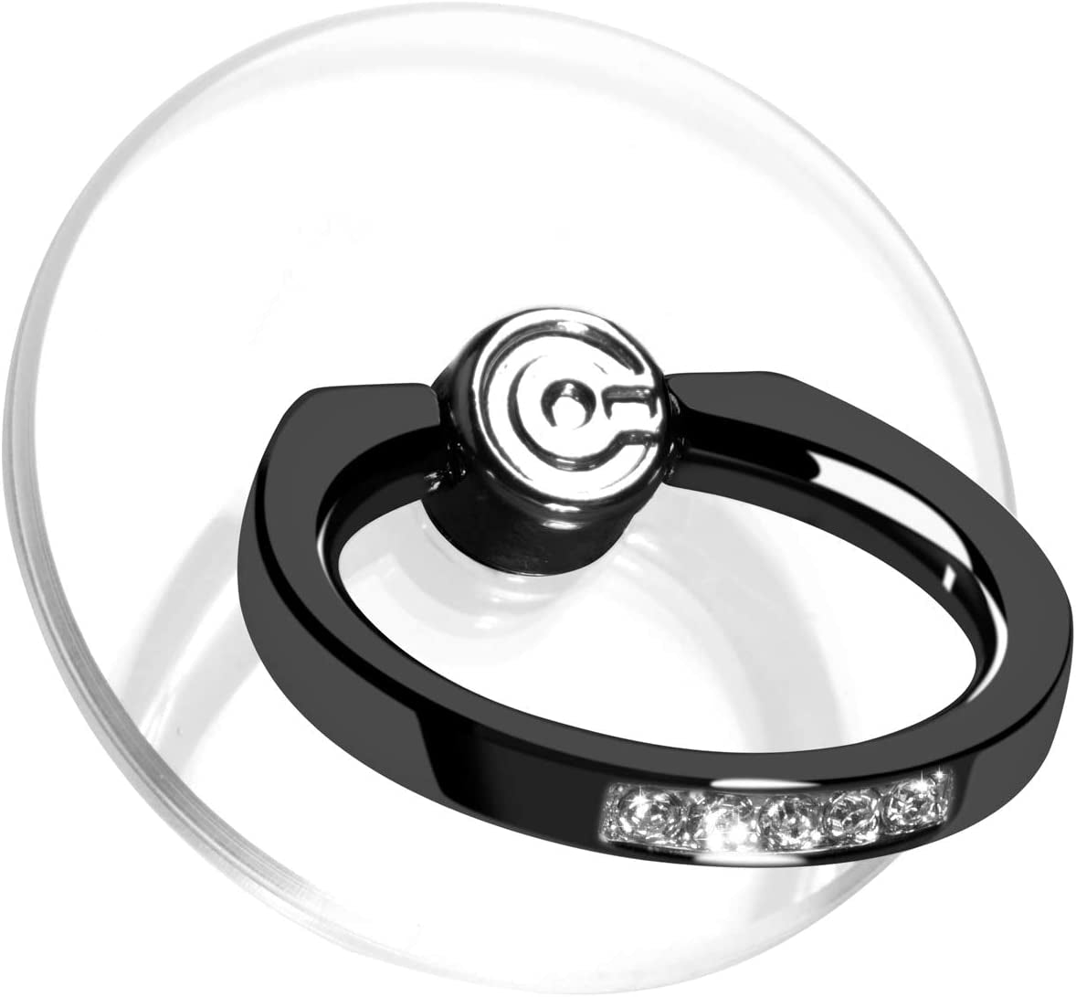 Transparent Phone Ring Holder Grip - EI Sonador Clear Cell Phone Ring Stand Holder Finger Grip Kickstand 360° Rotation, Compatible with Most of Phones, Tablets and Case (2 Silver Diamond)  EI Sonador 2 Black Diamond  