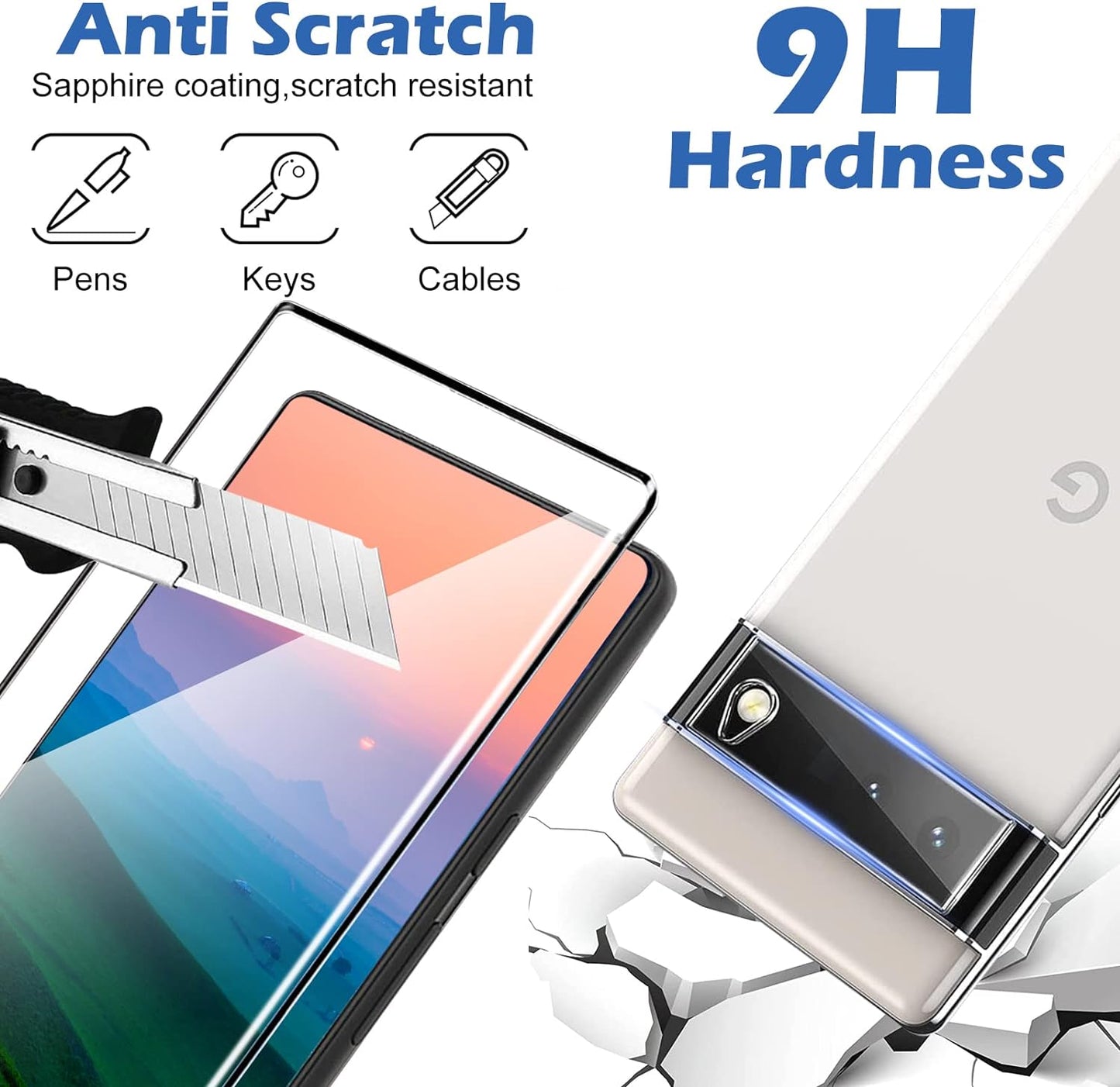 [2+2 Pack] Google Pixel 6 Pro Screen Protector, 9H Tempered Glass, Ultrasonic Fingerprint Support, 3D Curved,Hd Clear Scratch Resistant for Google Pixel 6 Pro 5G Glass Screen Protector  Arshek   