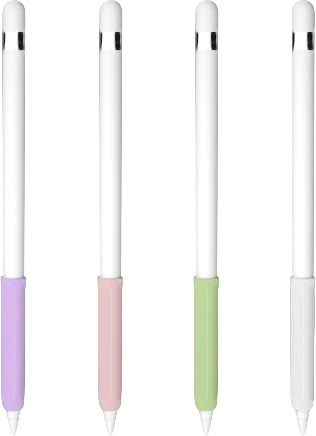 4 Pack Ergonomic Grip Designed for Apple Pencil 2Nd Generation,Yinva Silicone Case Cover Sleeve Compatible with Apple Pen 2 Gen Support Magnetic Charging (Pink, Purple,Blue,Black)  YINVA White,Pink,Purple,Green(1st)  