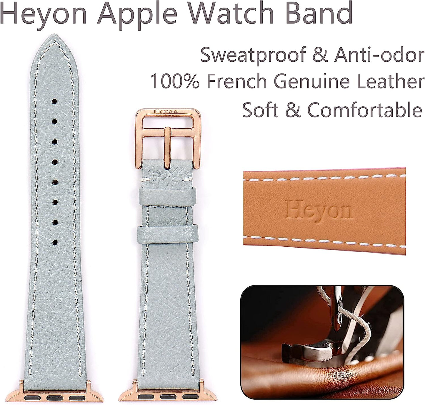 Heyon Women Leather Band Compatible with Apple Watch 38Mm 40Mm 42Mm 44Mm,Genuine Leather Watch Band for Iwatch  Heyon   