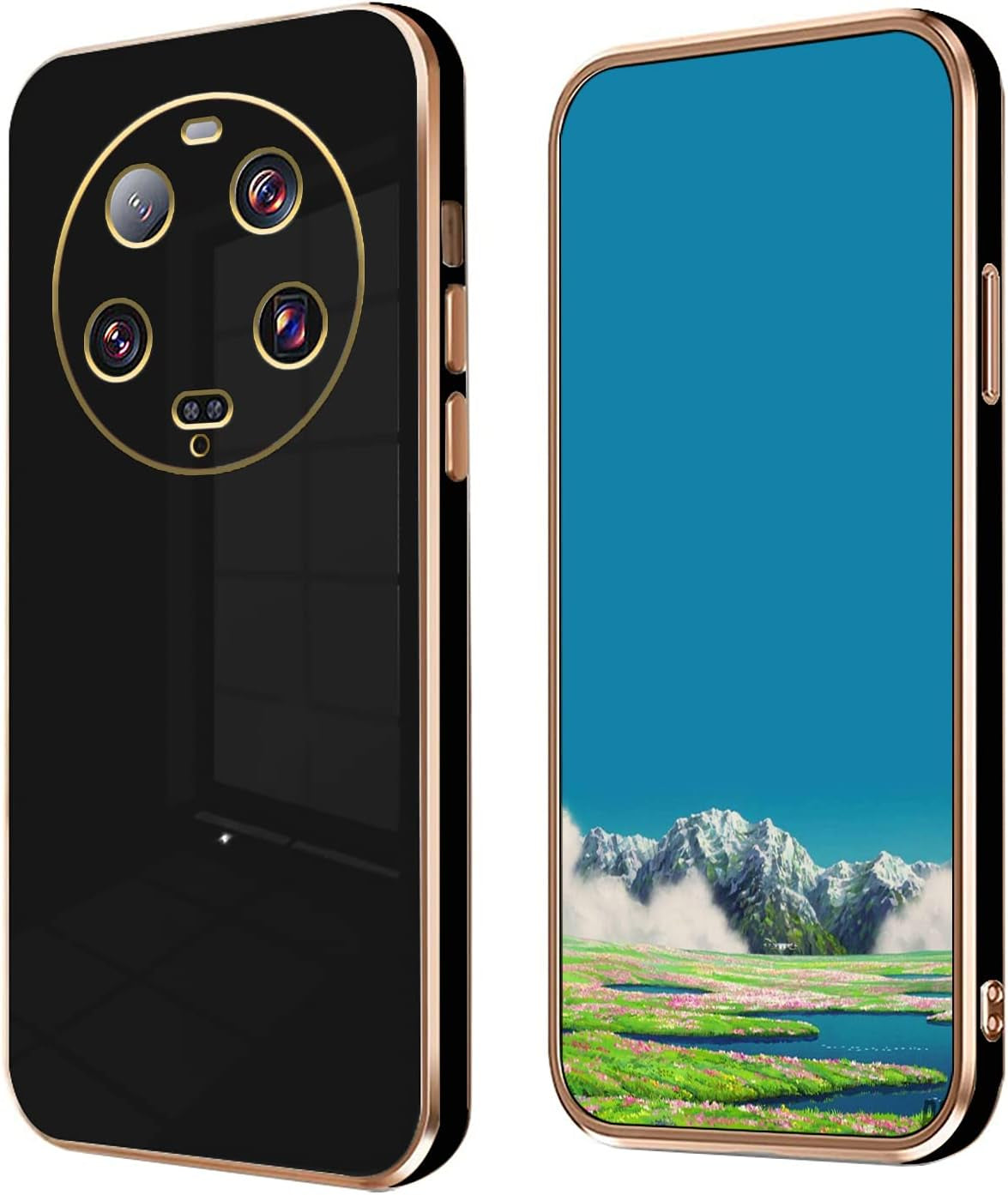 Compatible with Xiaomi 13 Ultra Case for Women Men, Ultra Thin Xiaomi 13 Ultra Phone Case Silicone Cute Shockproof Plating Electroplate Soft Cases Cover (Lavender Grey)  Tiwinxing Black  