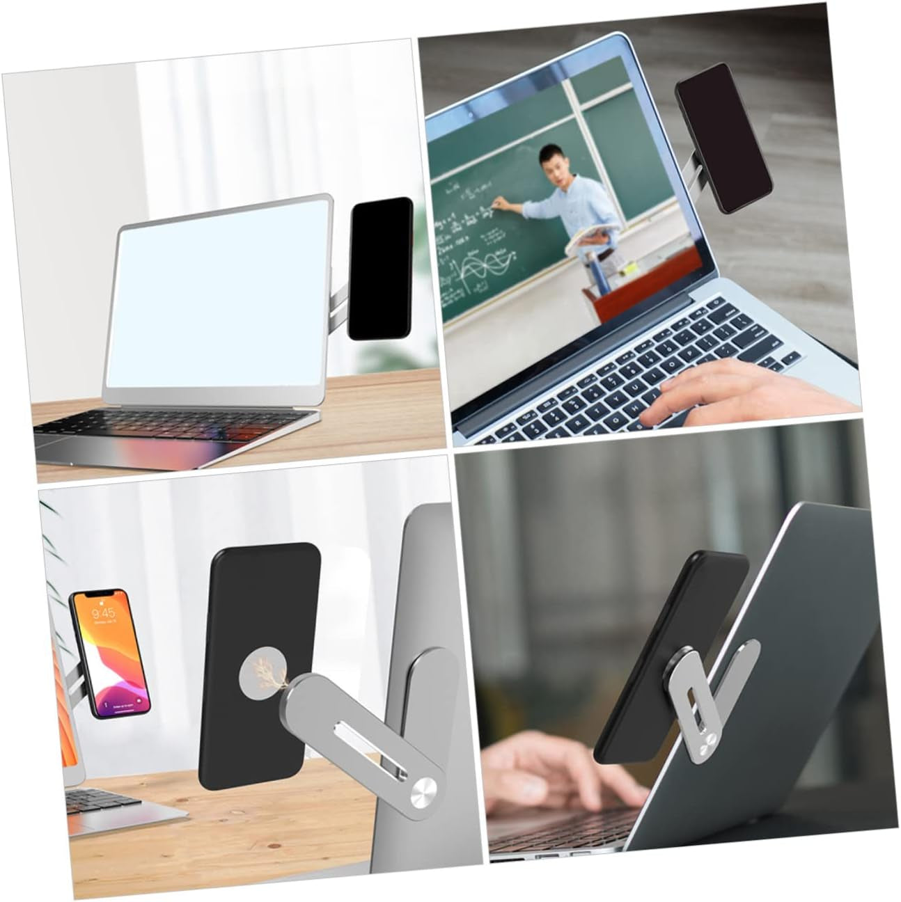 UKCOCO 2Pcs Mobile Phone Holder Collapsible Laptop Stand Stand for Laptop Magnetic Laptop Phone Stand Computer Monitor Stand Computer Phone Stand Magnetic Laptop Phone Stand Metal Silver  UKCOCO   