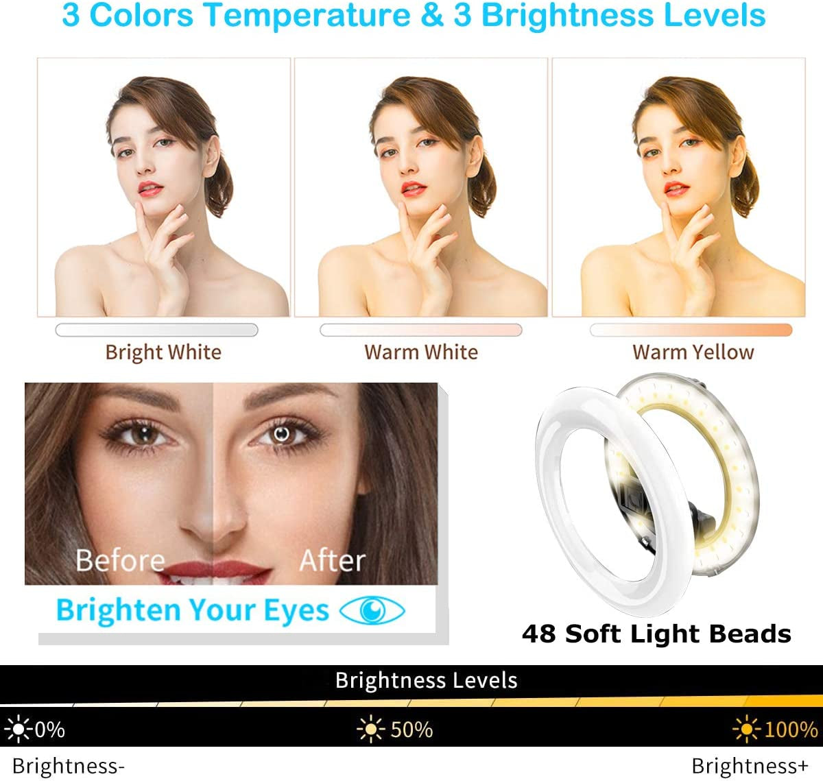 Selfie Stick with 6" Ring Light, Tripod and Phone Holder,3 in 1 Portable LED Fill Light Selfie Stick Tripod Remote Control,Dimmable 3 Colors for Youtube Videos Tiktok Live Stream Make-Up  Amailtom   