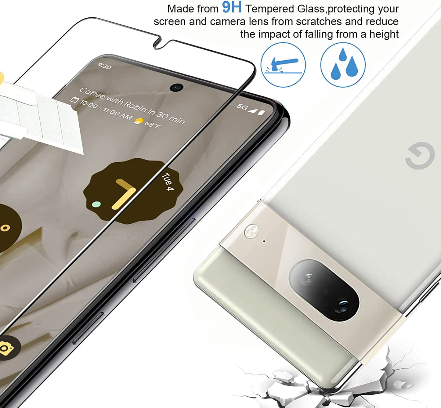 [4+3Pack] Glass Screen Protector for Google Pixel 7, 9H Tempered Glass, Ultrasonic Fingerprint Compatible,Hd Clear Case Friendly for Google Pixel 7 5G Glass Screen Protector  Samcorn   