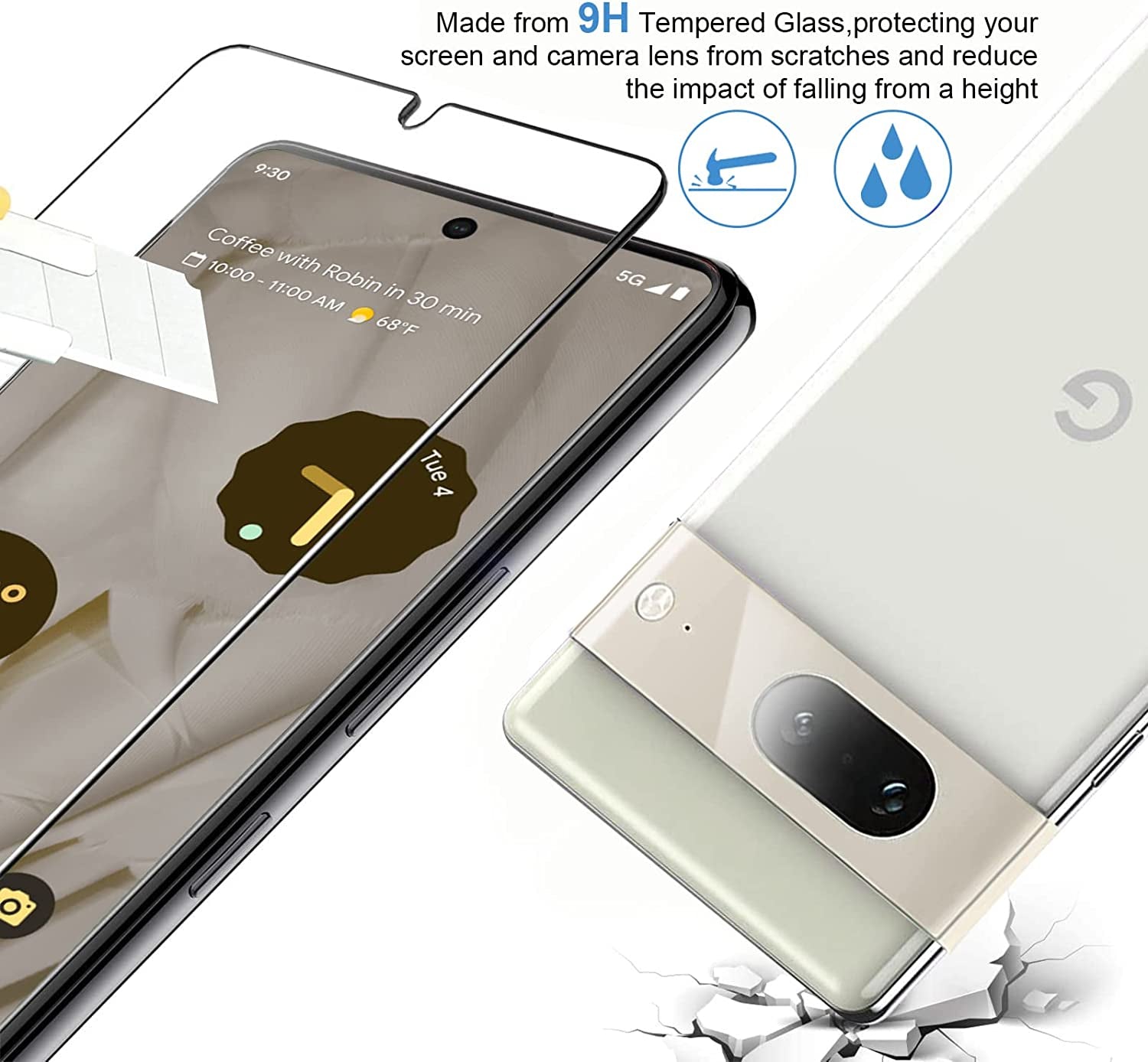 [4+3Pack] Glass Screen Protector for Google Pixel 7, 9H Tempered Glass, Ultrasonic Fingerprint Compatible,Hd Clear Case Friendly for Google Pixel 7 5G Glass Screen Protector  Samcorn   