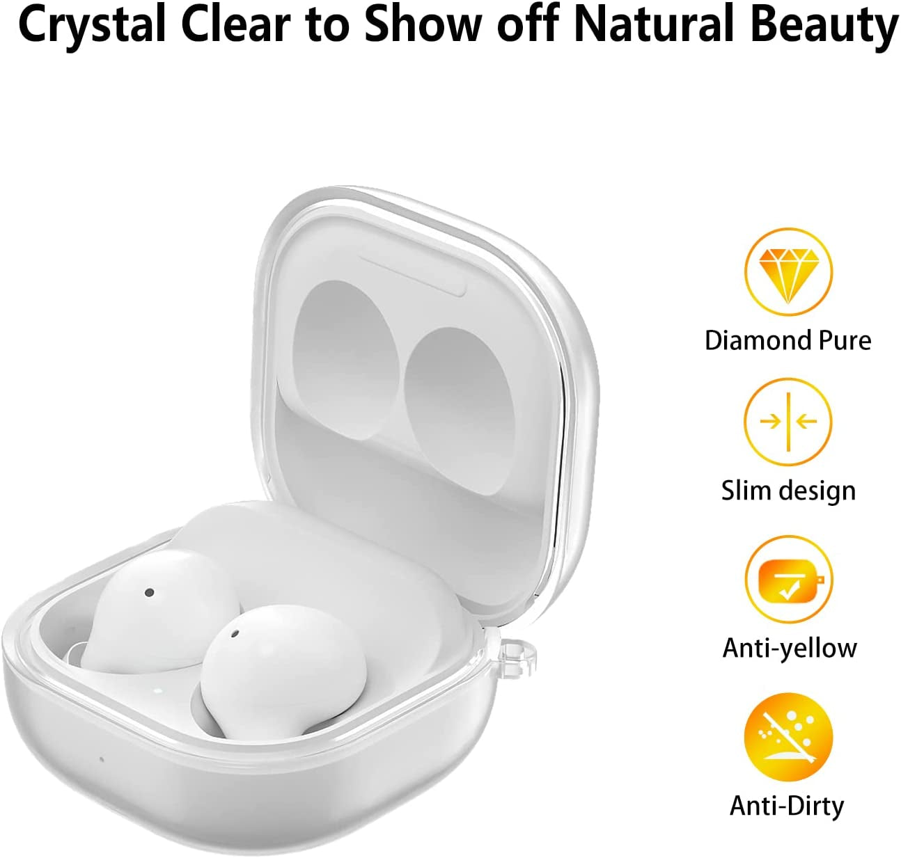 Aircawin Clear Case for Samsung Galaxy Buds 2 Pro Case 2022/Galaxy Buds 2 Case 2021/Galaxy Buds Pro Case 2021/Galaxy Buds Live Case 2020 Clear Cover,Soft TPU Transparent Case with Keychain-Clear  Aircawin   